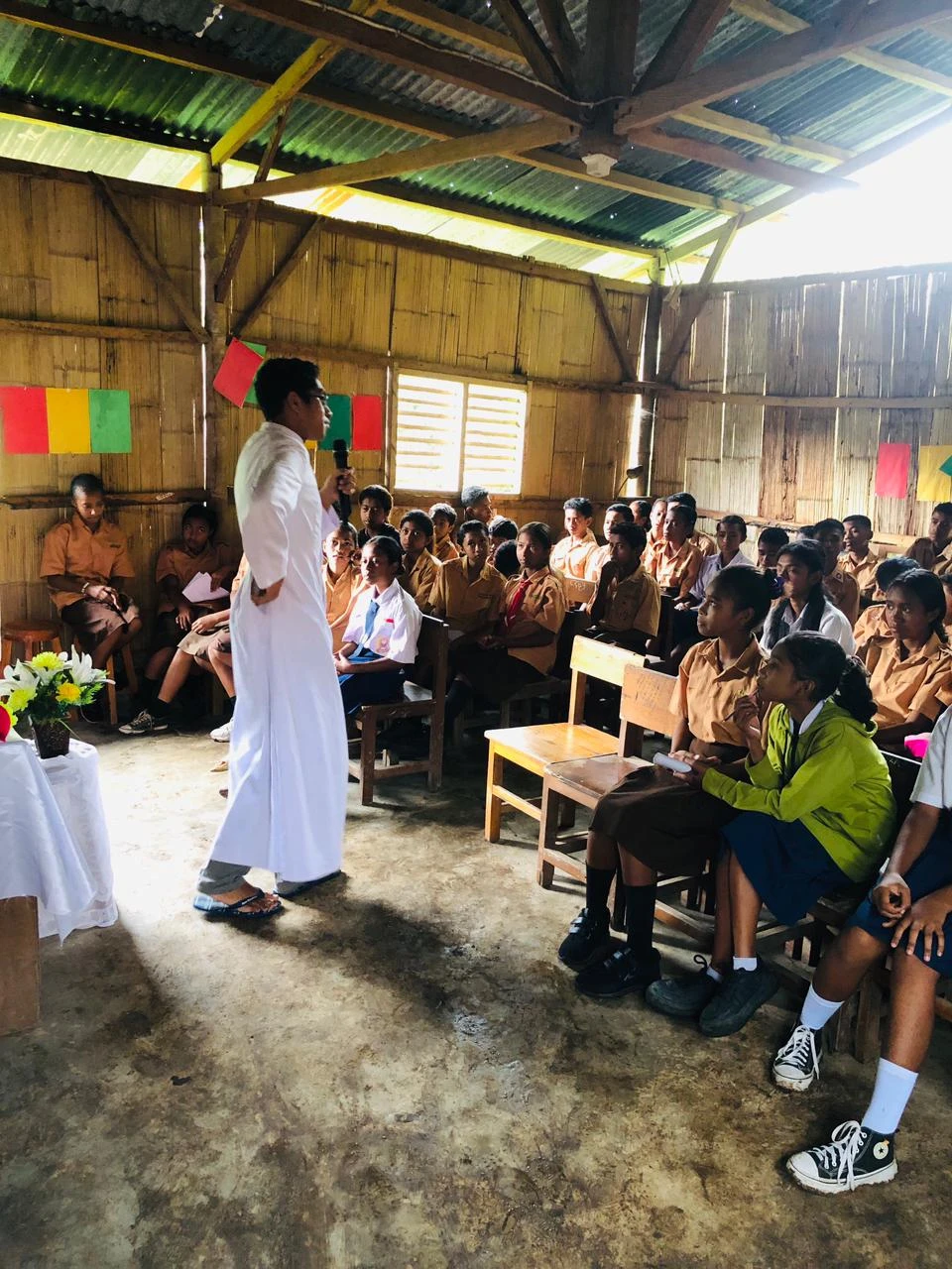 A seminarian conducts pastoral activities at a local school on the island of  Flores, Indonesia. Credit: St. Paul's Major Seminary