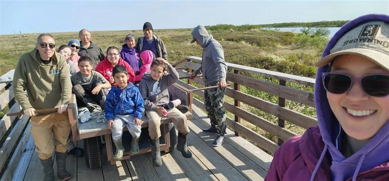 Ukveryaramta Tungiinun team members with Danielle Beaver in the foreground at a family healing trip in Hamilton, Alaska. Credit: Danielle Beaver