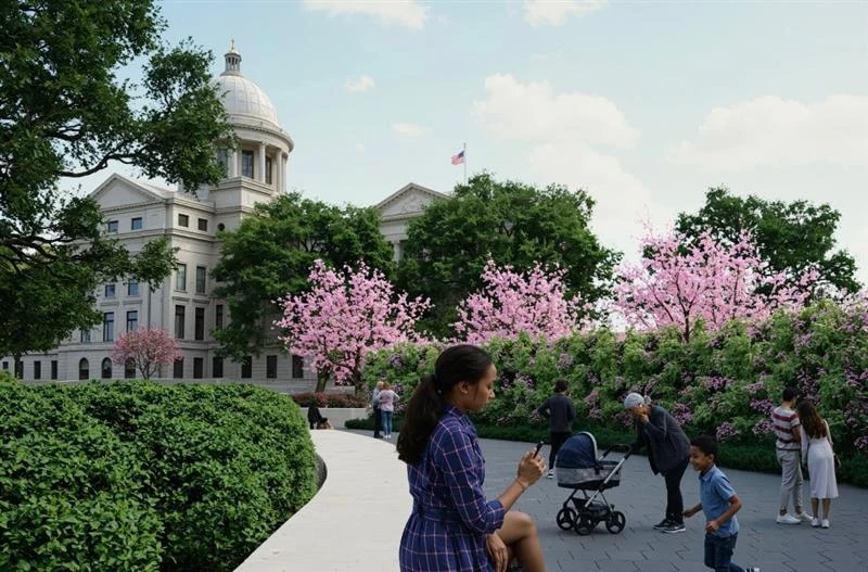 A 3D rendering of the Living Wall: Monument to the Unborn by the architect of the Living Wall, bringing to life the painted design by Arkansas artist Lakey Goff. Credit: Photo courtesy of Lakey Goff