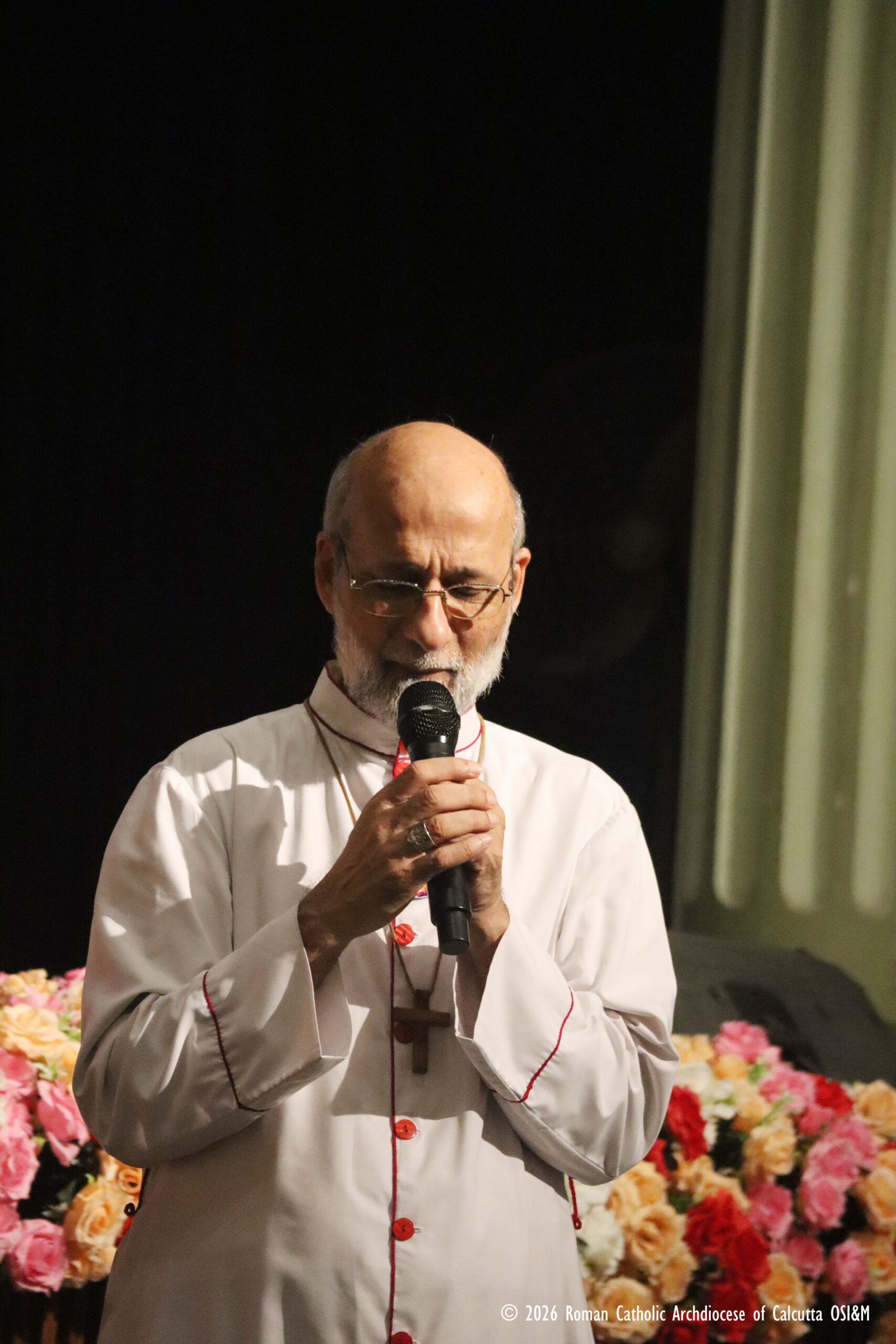 Archbishop Elias Frank speaks at the premiere of the new documentary “Mother Teresa — Prophet of Compassion” at the auditorium of St. Xavier’s College on Sept. 5, 2026, hosted by the Archdiocese of Kolkata. | Credit: Farrell Shah, communications director, Calcutta Archdiocese