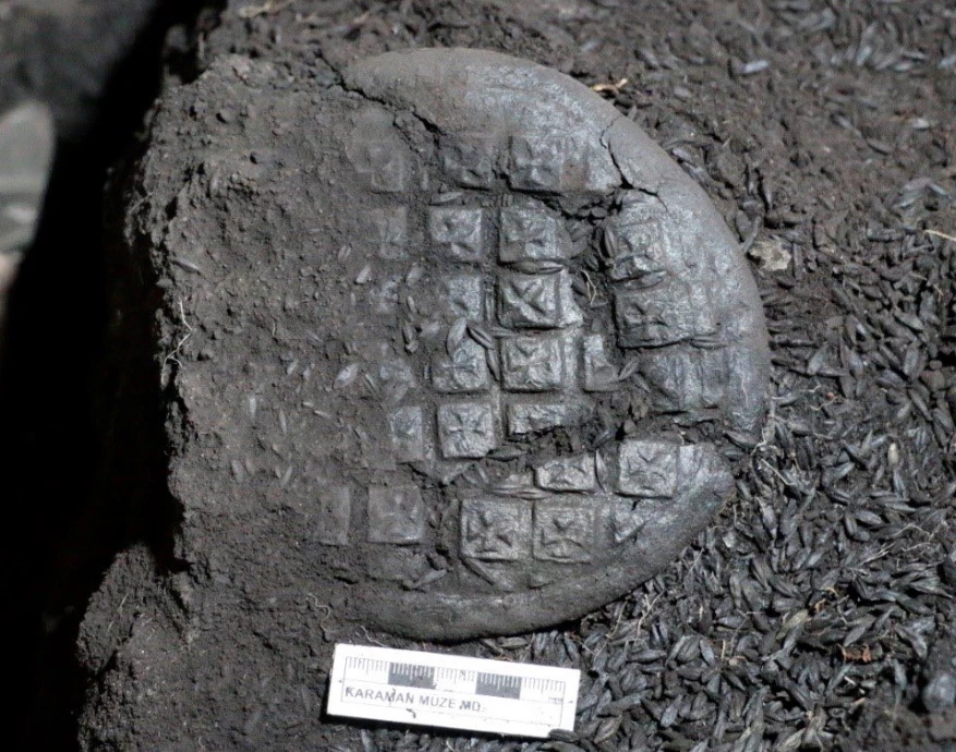 The exceptionally well-preserved loaves are also embossed with the cross. Credit: Photo courtesy of Karaman Governorship