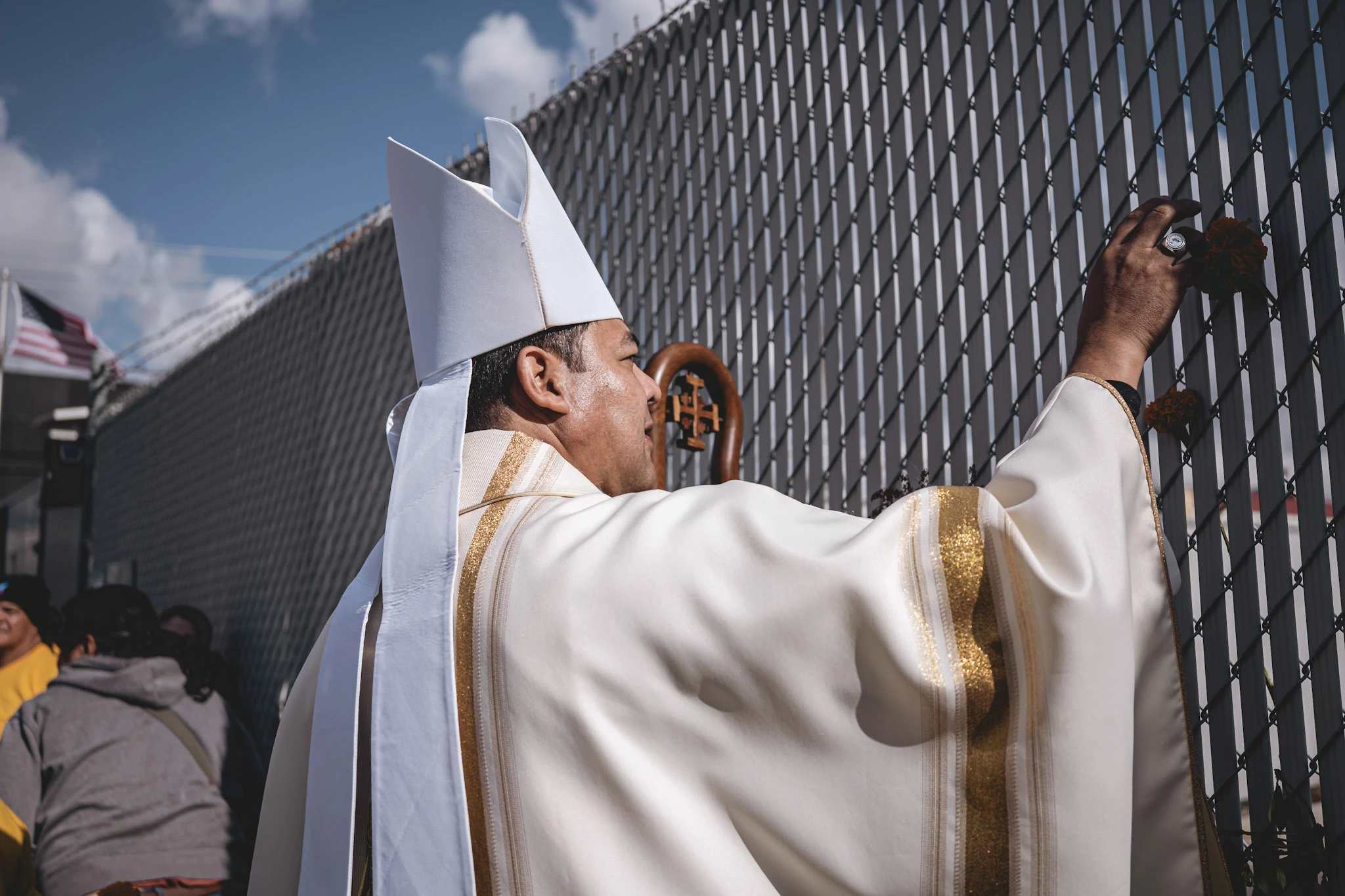 Auxiliary Bishop Jose María García-Maldonado attempts to visit detainees at the Broadview, Illinois, immigration facility and was not admitted Nov. 1, 2025. | Credit: Bryan Sebastian, courtesy of Coalition for Spiritual and Public Leadership