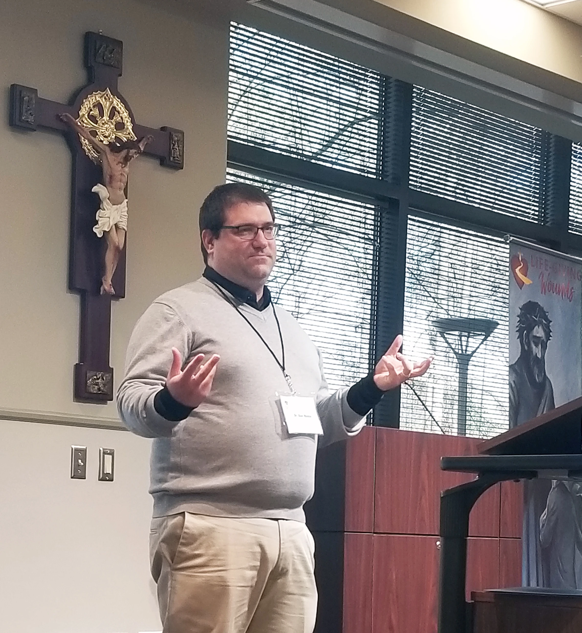 Daniel Meola speaks during a Life-Giving Wounds retreat. Credit: Photo courtesy of Life-Giving Wounds