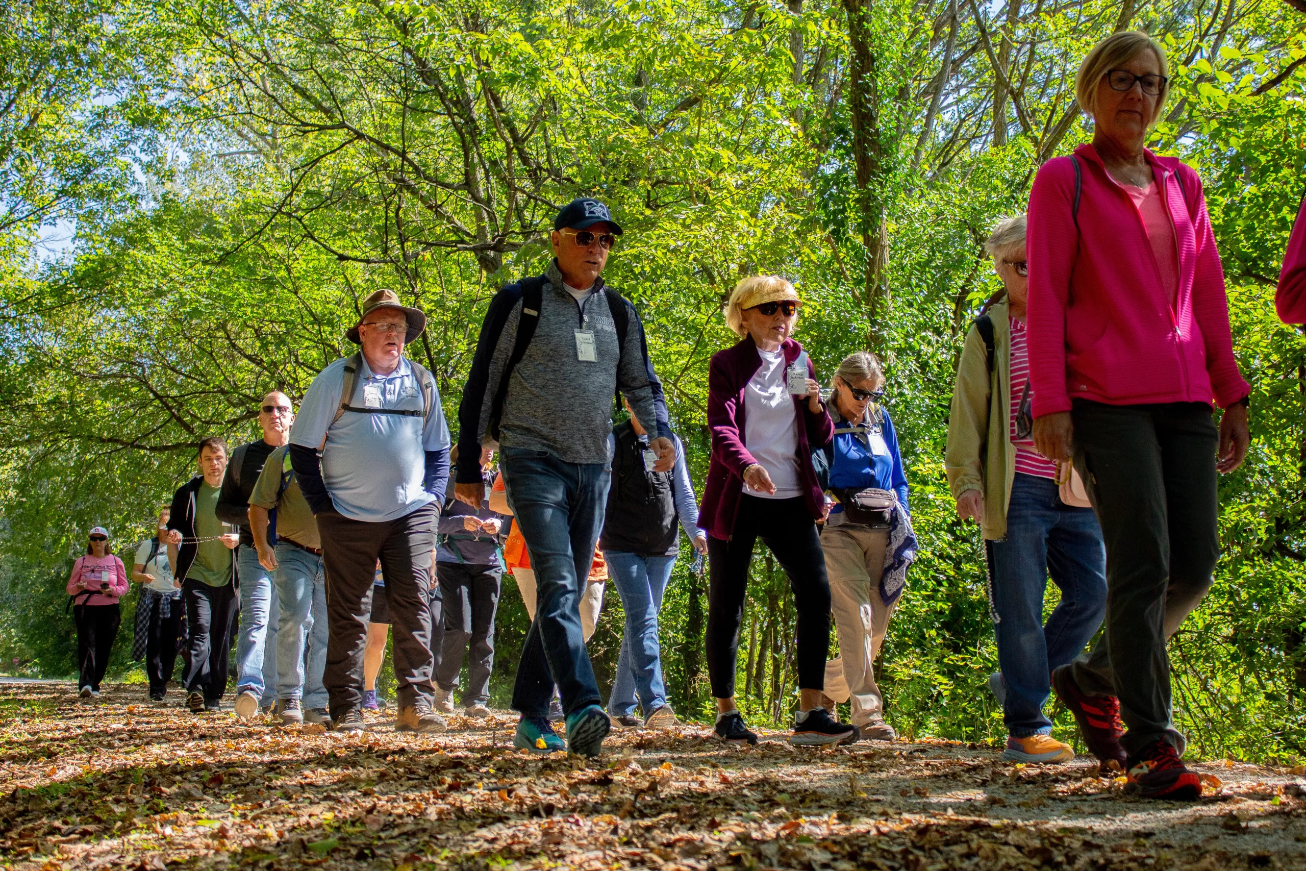 Catholic pilgrims on the Katy Trail Pilgrimage walk the route on Oct. 9, 2023. Credit: Jonah McKeown/CNA