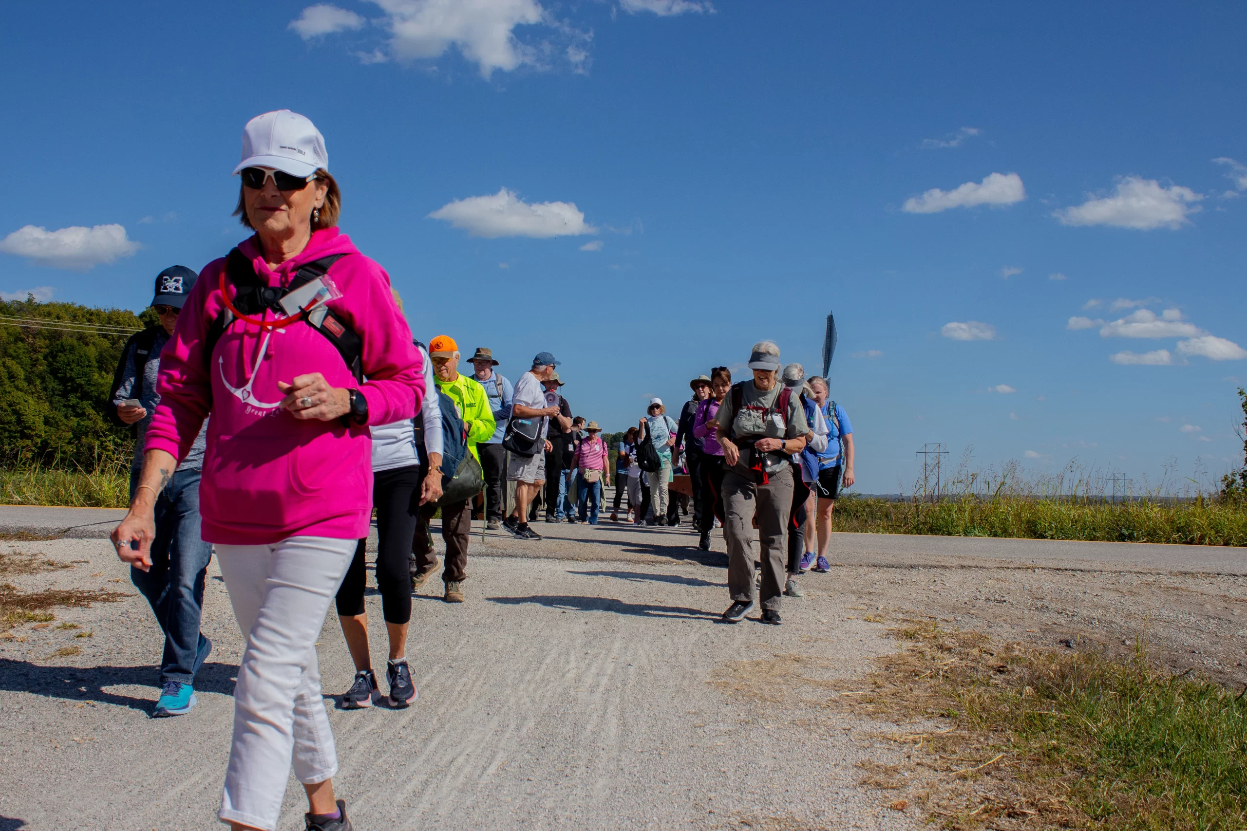 Catholic pilgrims on the Katy Trail Pilgrimage walk the route on Oct. 9, 2023. Credit: Jonah McKeown/CNA