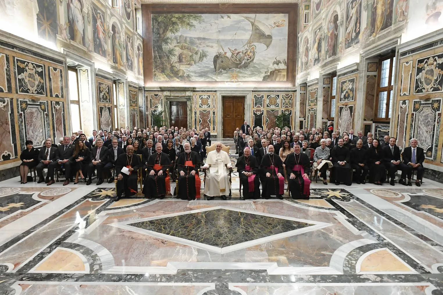 Pope Francis meets with members of the Papal Foundation on Friday, April 12, 2024, at the Vatican. Credit: Vatican Media