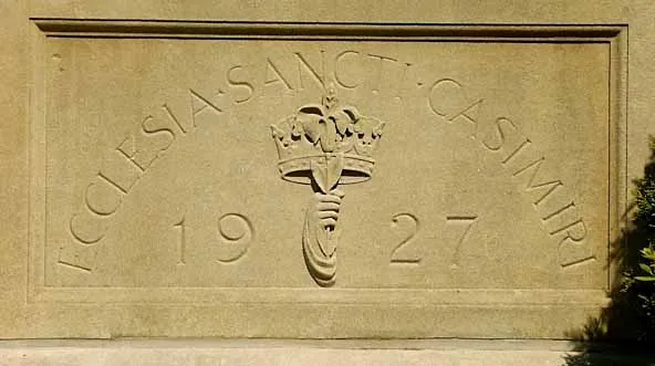 The cornerstone of St. Casimir Church in Buffalo, New York. Credit: Chuck LaChiusa