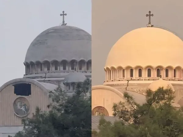 The Church of St. George in Aleppo before and after the restoration work. Credit: Joseph Nono