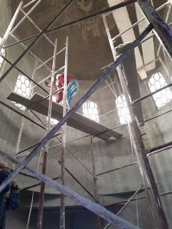 Restoration of the Church of St. George in Aleppo after the February 2023 earthquake. Credit: Father Fadi Najjar