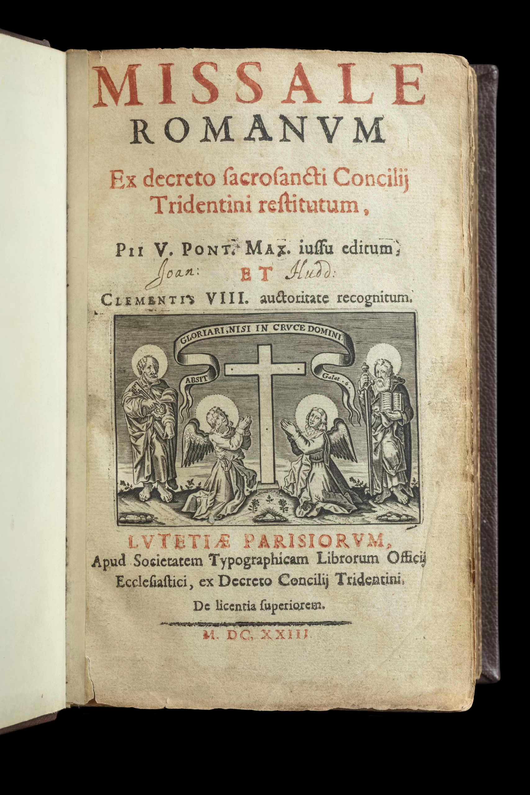 Opening page of the "Missale Romanum," a 400 year old missal belonging to Fr John Huddleston, who protected King Charles II. Photo courtesy of the National Trust