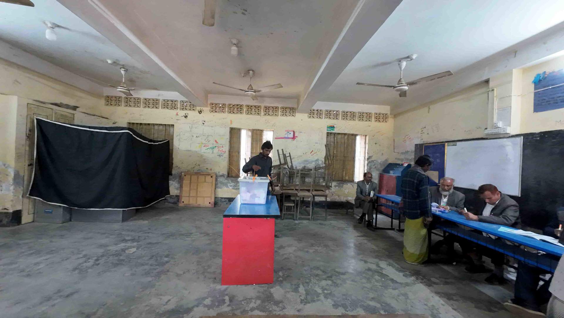 A voter casts his ballot at a polling station in Natore district, Bangladesh, on Feb. 12, 2026. | Credit: Stephan Uttom Rozario/EWTN News