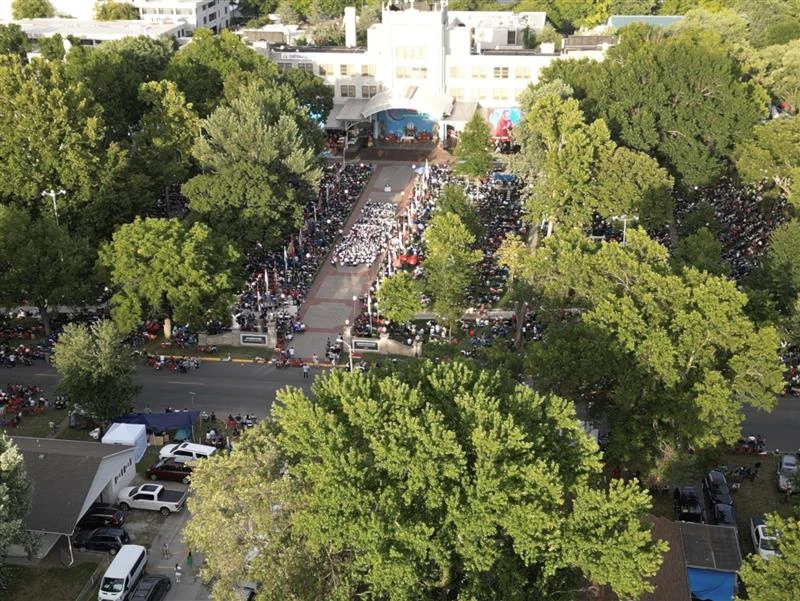 Drone image of the campus of the Congregation of the Mother of the Redeemer during 2023 Marian Days Masses and processions. Credit: Photo courtesy of Mother of the Redeemer Photography Group
