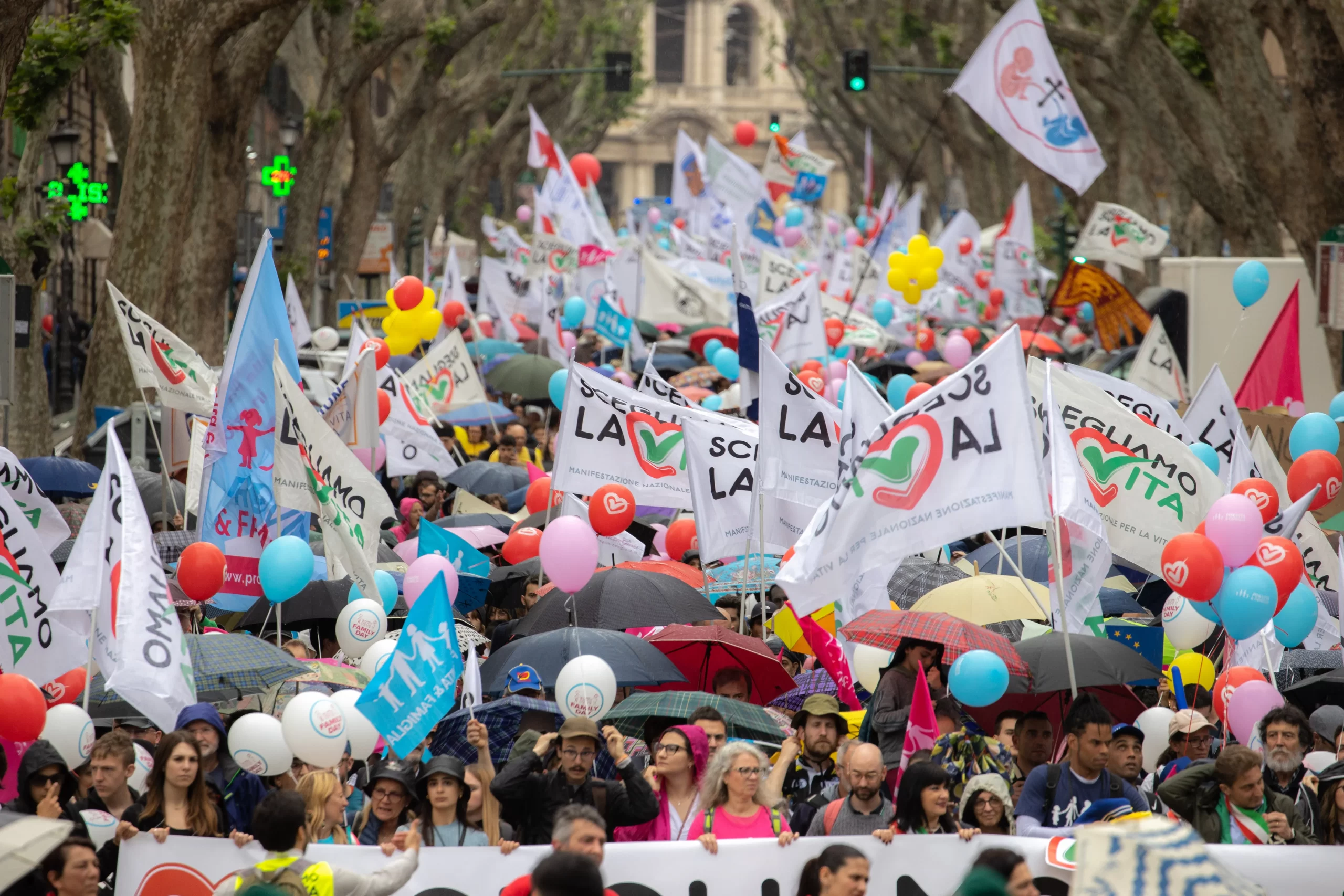 A crowd of people participated in Italy's national "Demonstration for Life" in central Rome on May 20, 2023. Daniel Ibanez/CNA