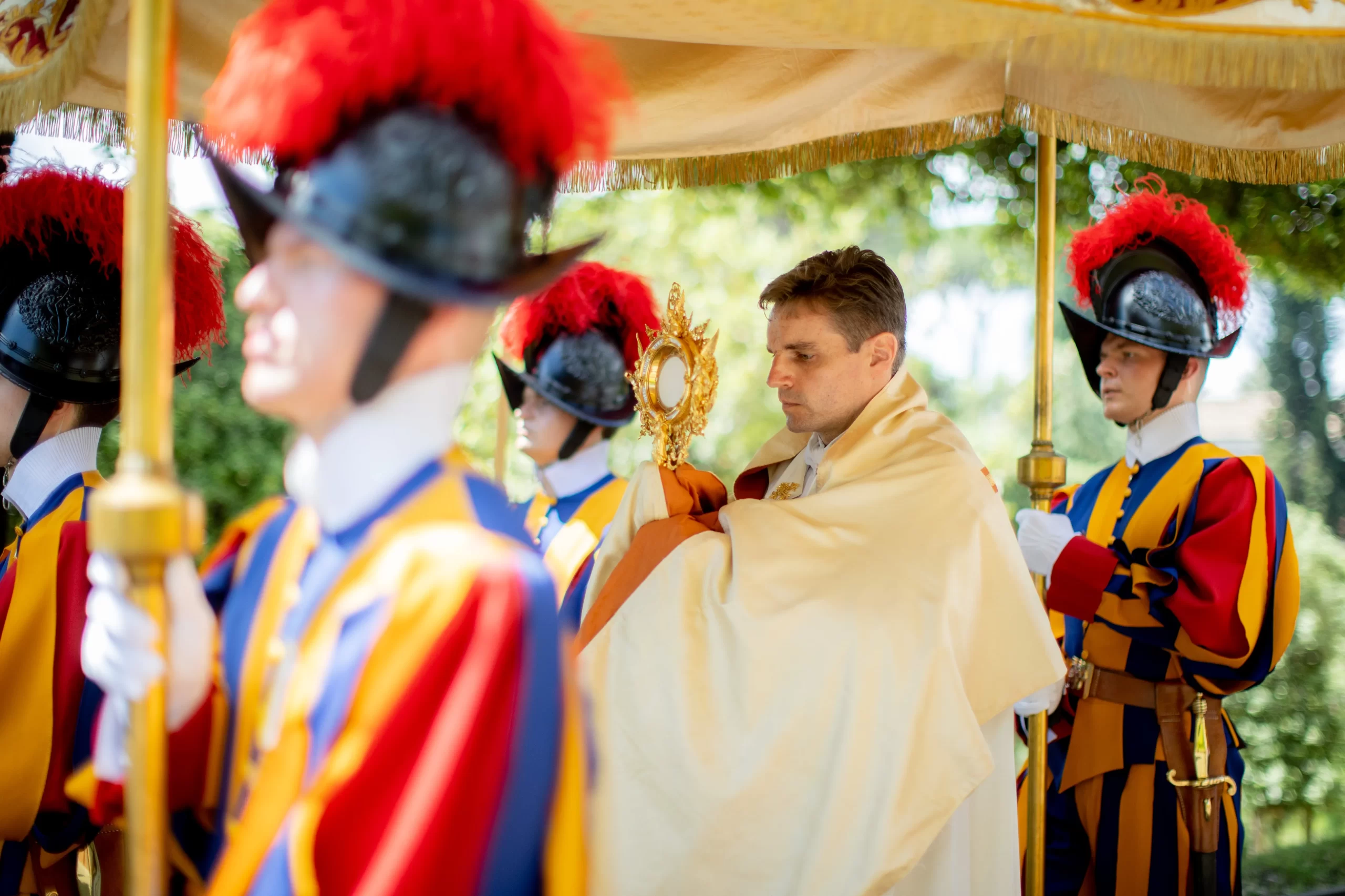 A Eucharistic procession in the Vatican Gardens on the Solemnity of the Most Holy Body and Blood of Christ on June 11, 2023. Daniel Ibáñez/CNA