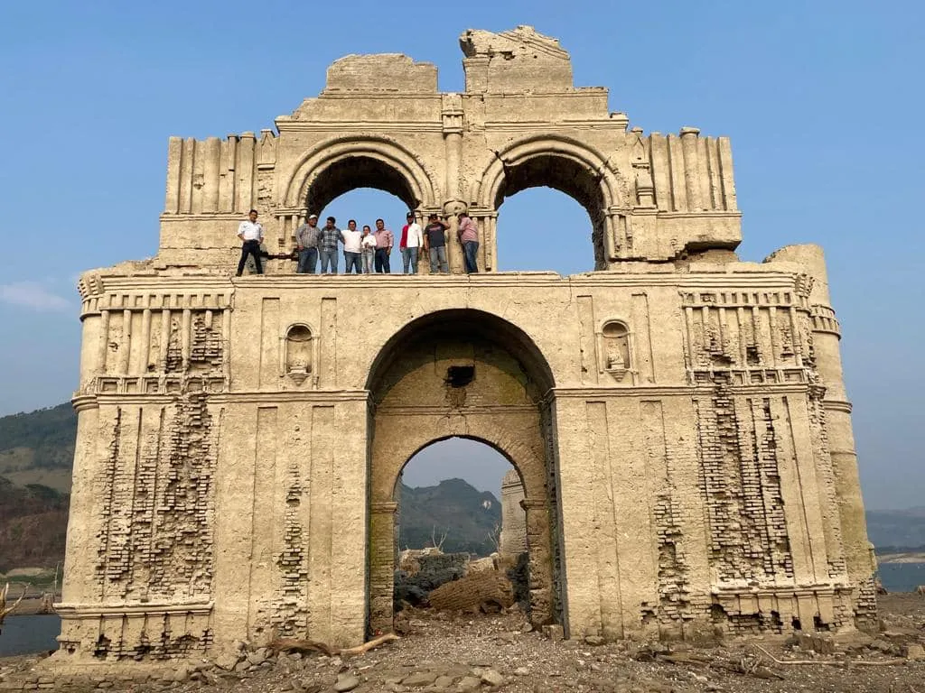 A church dedicated to the apostle James the Greater in the disappeared town of San Juan Quechula in Chiapas, Mexico, was visible due to heat and drought in June 2023. Credit: Tecpatán City Council