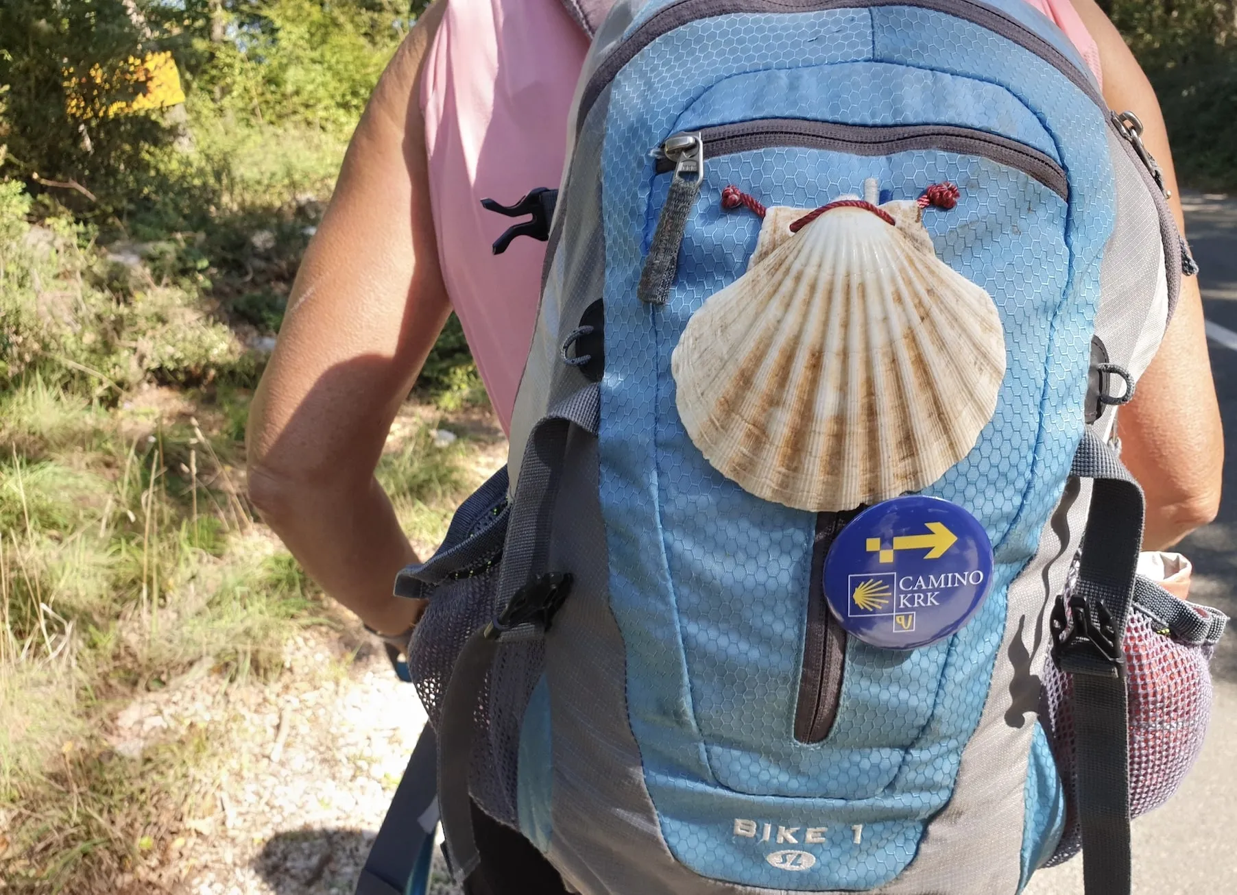 Female pilgrim on Camino, Krk, Croatia, October 2019. Photo credit: Confraternity of St. James - Croatia