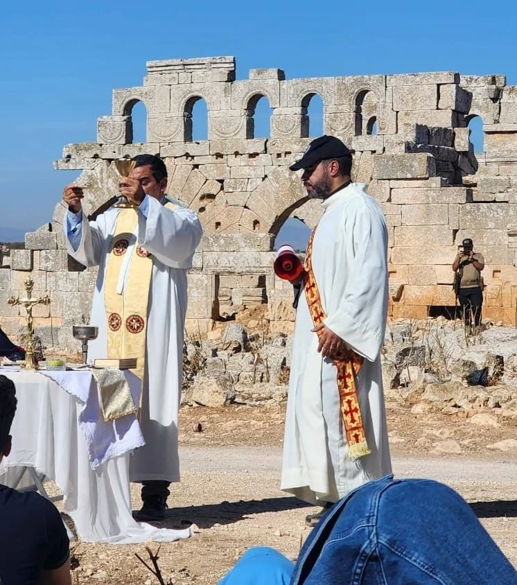 Father Ghandi Mahanna, who led the liturgy at the ancient shrine, reminded worshippers that “the true presence of God is found in every human heart,” urging them to live faith through love. Credit: Maronite Scouts Group