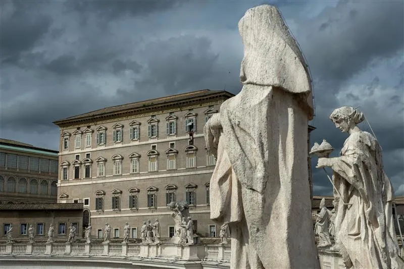 “Enough!” “Stop!” Pope Francis repeated from the window of the Vatican’s Apostolic Palace on Sunday, March 3, 2024, as he called for Israel and Palestine to reach an agreement for “an immediate cease-fire in Gaza.” Credit: Vatican Media