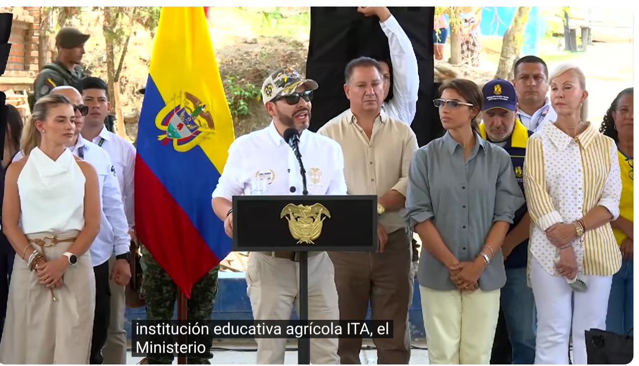 Colombian President Abelardo de la Espriella announces the government’s plan to partially fund the repair of the Minor Basilica of the Lord of Miracles, which was damaged in the Aug. 10, 2026, earthquake. | Credit: Screenshot/Presidency of the Republic, Colombia