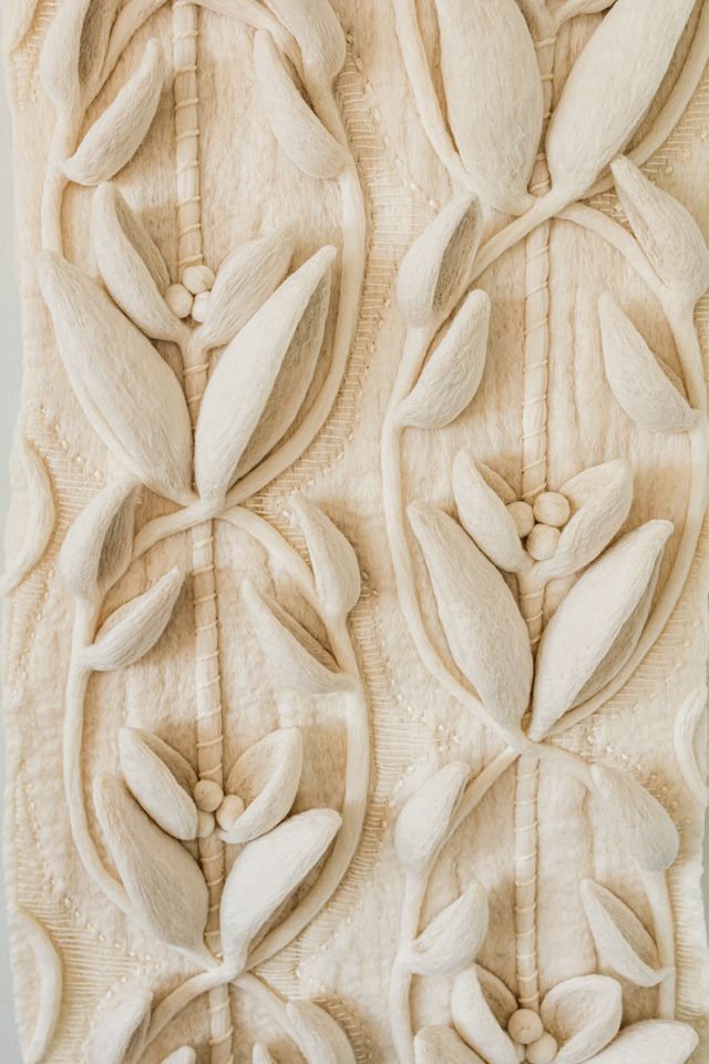 Holly Guertin’s piece “Worthwhile” is made of wool felt and is 42.5 inches tall, 19.5 inches wide, and 3 inches deep. | Credit: Holly Guertin