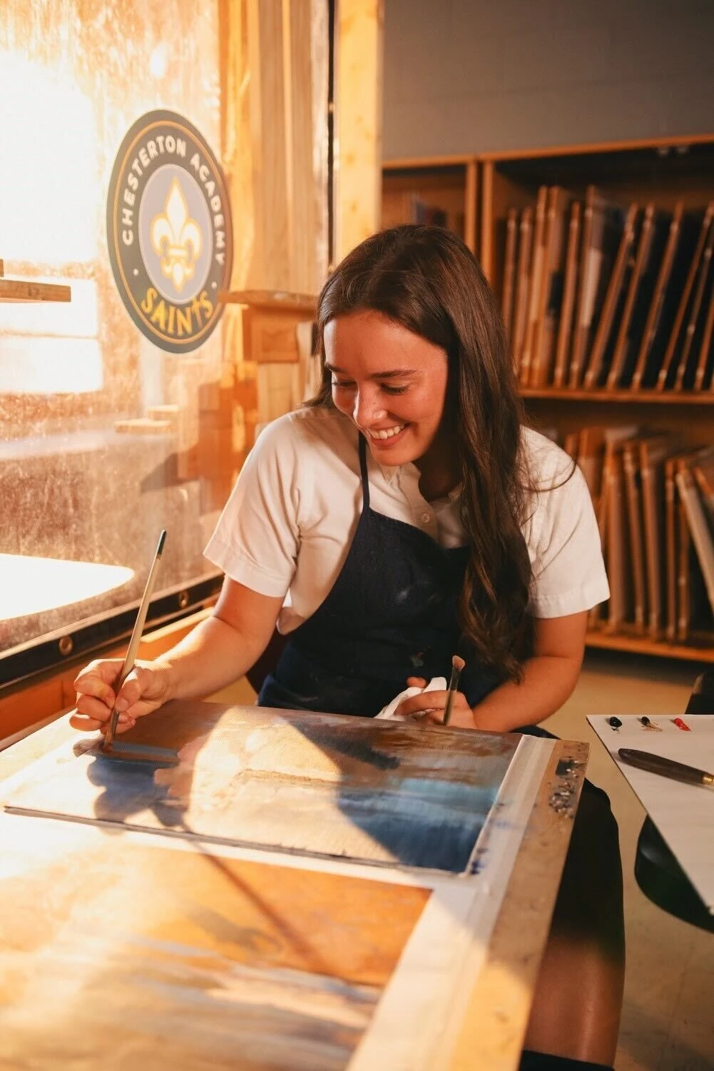 A Chesterton student during art class at Chesterton Academy of the Holy Family, Lisle, Illinois, in 2025. Chesterton Academies consider art to be essential to a complete education, helping them grow as complete thinkers and creators. Credit: Photo courtesy of Chesterton Academy of the Holy Family, Lisle, Illinois