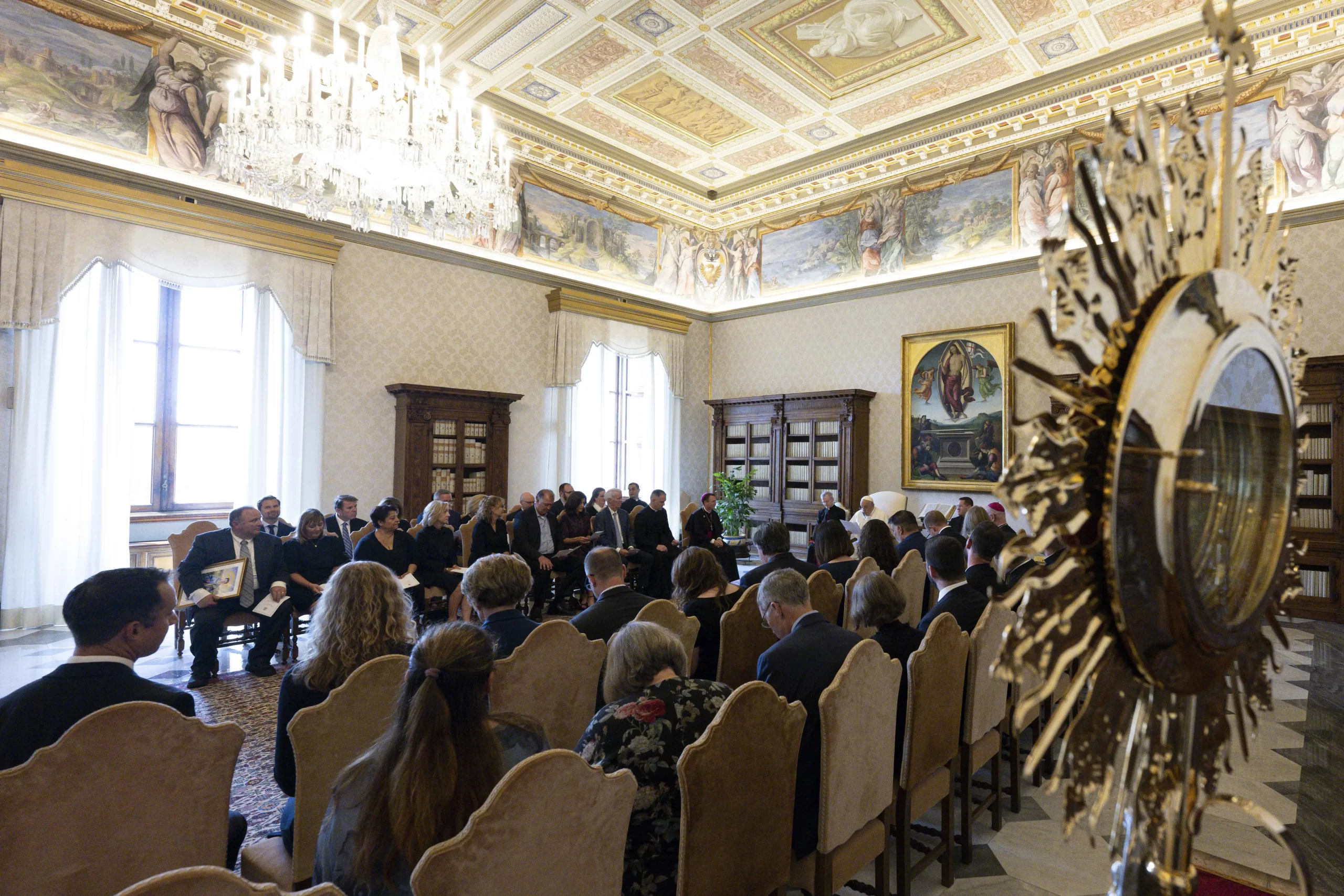 Pope Francis meets with members of the U.S. bishops’ committee for the National Eucharistic Congress on Monday, June 19, at the Vatican. Credit: Vatican Media