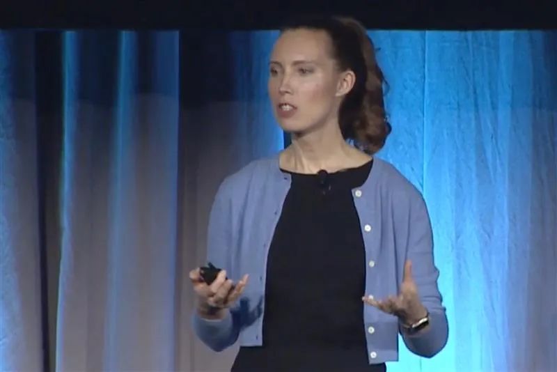 Karin Öberg delivers a keynote address at the Wonder Conference on Jan. 13, 2023. Credit: Word on Fire/Screenshot