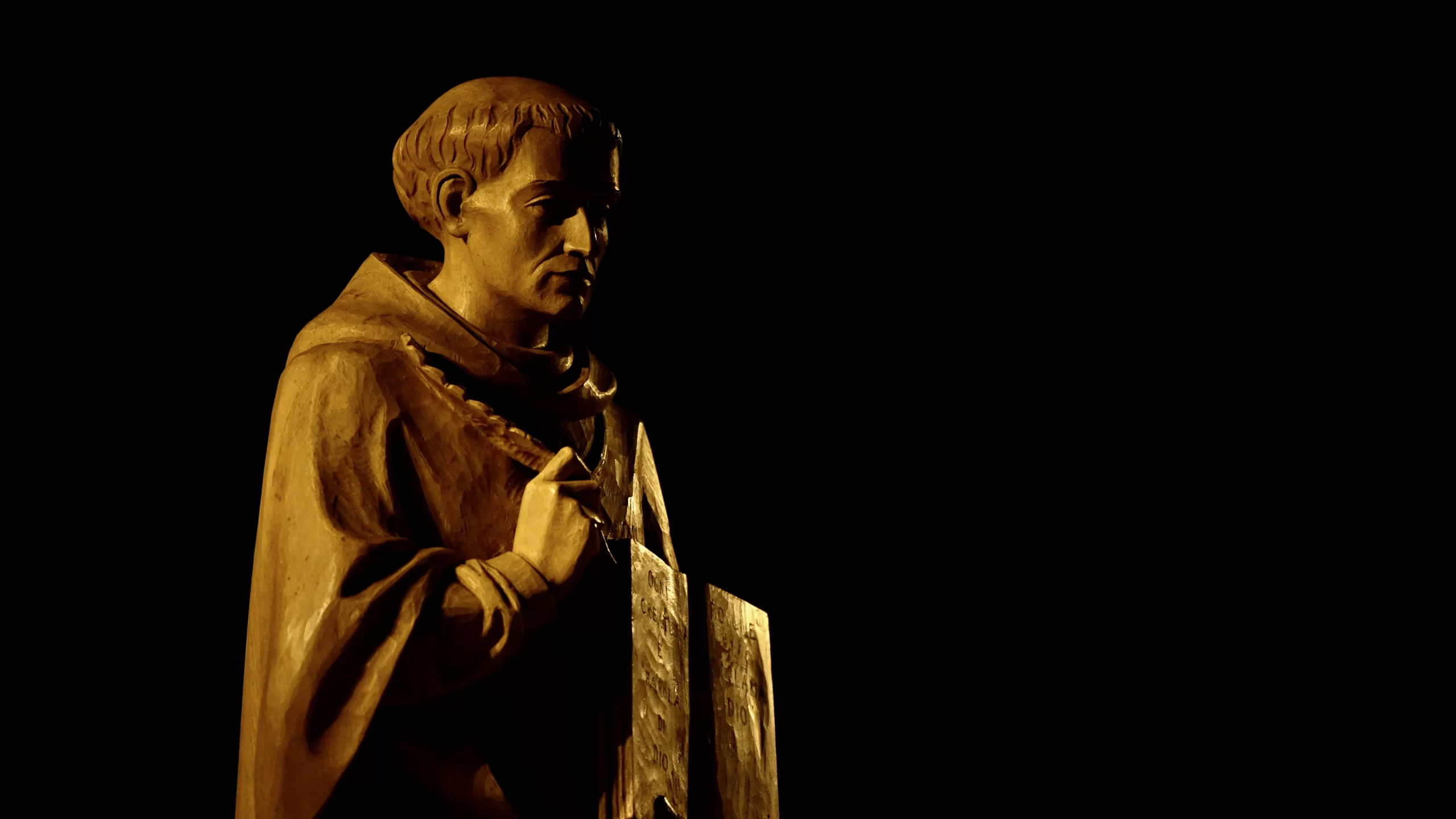 A statue of St. Bonaventure is shown during a candlelight procession on July 14, 2023, in Bagnoregio, Italy, his birthplace, on the vigil of the saint's feast day. Patrick Leonard/CNA