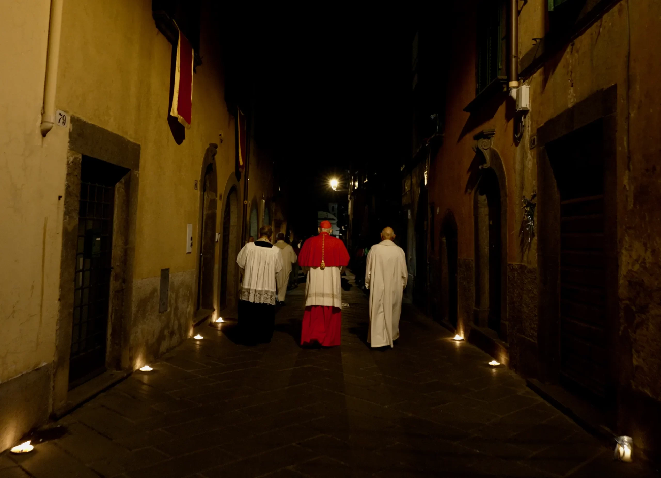 A candlelight procession through the streets of Bagnoregio, Italy,  on July 14, 2023, honors the town's native son and patron saint, St. Bonaventure. Patrick Leonard/CNA