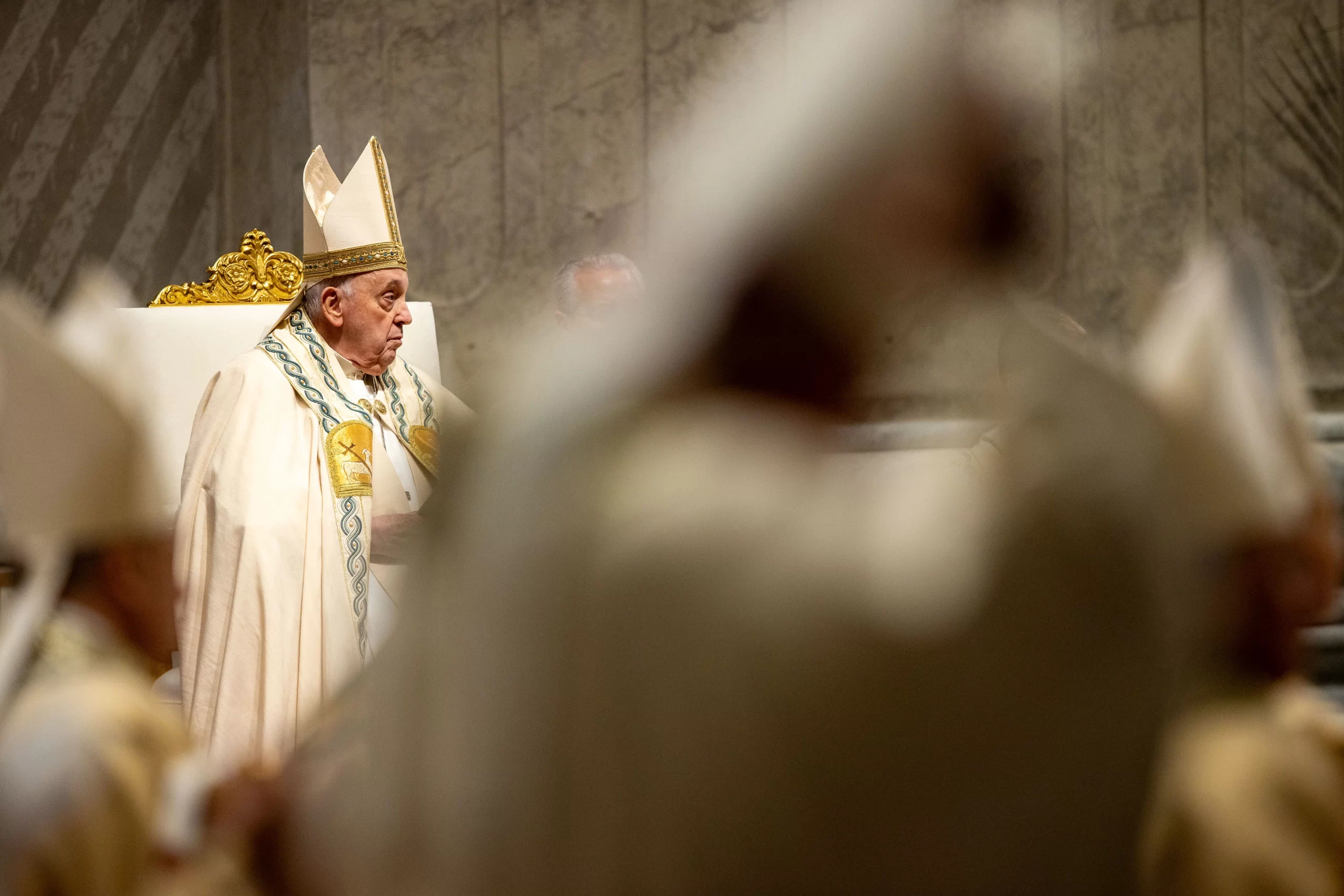 Pope Francis celebrates the Vatican's Easter Vigil, Saturday, March 30, 2024. Daniel Ibanez/CNA