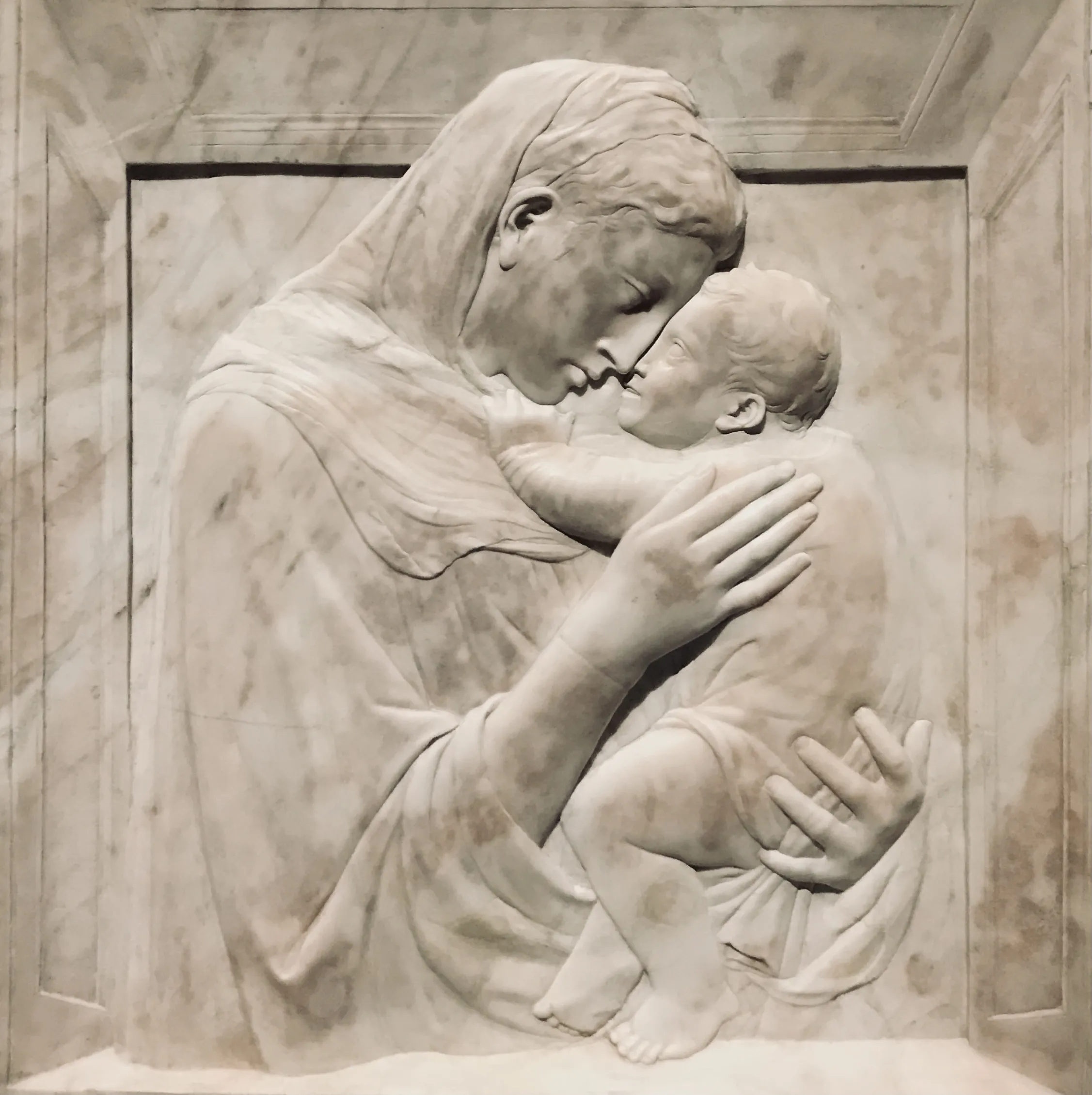 The tender side of Catholic art is seen in Donatello's Pazzi Madonna (from Staatliche Museen Berlin), which is also an early exercise in perspective. Photo by Lucien de Guise