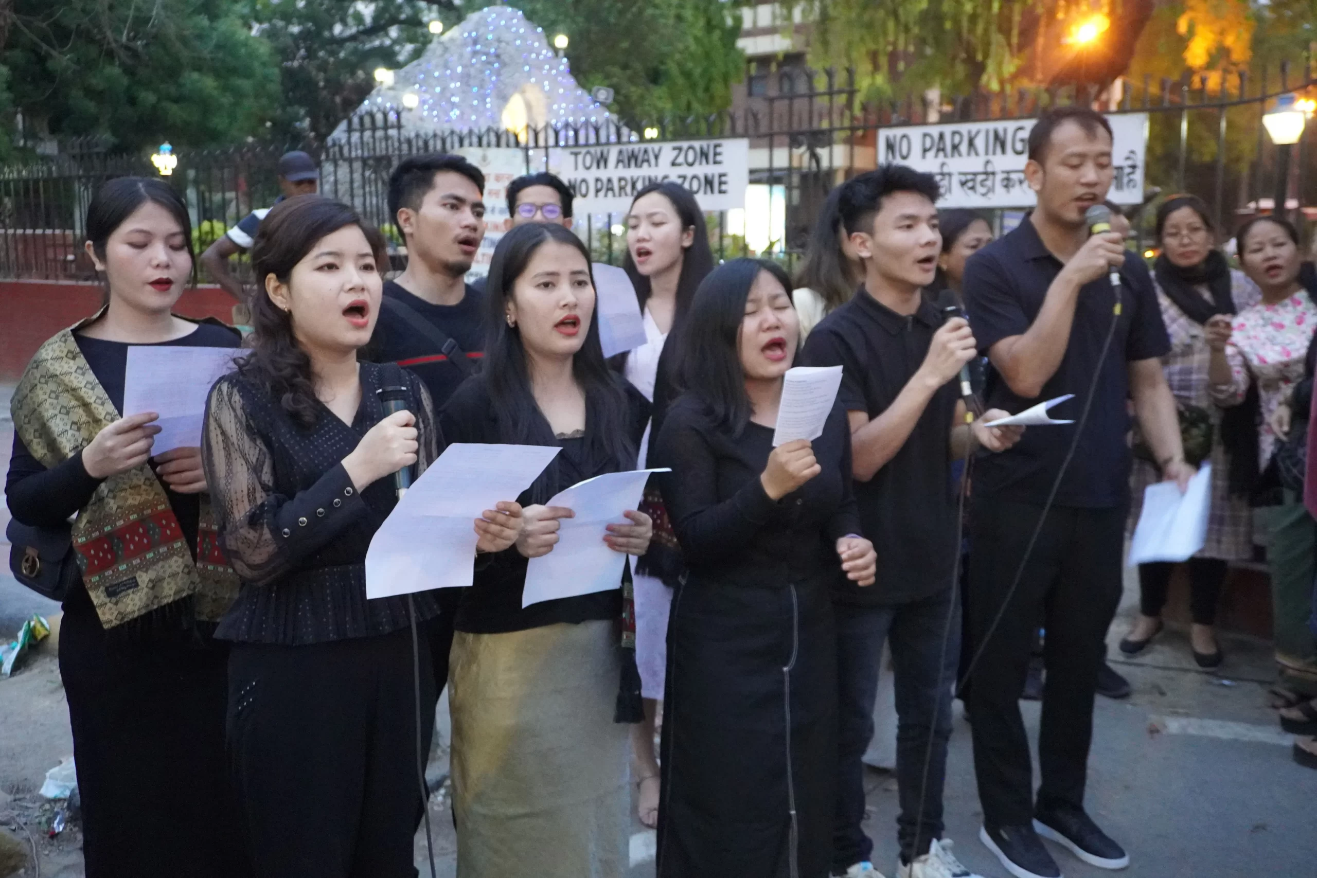 Kuki women sing on the occasion of the first anniversary of the violence that began May 3, 2023, in Manipur, India. Credit: Anto Akkara