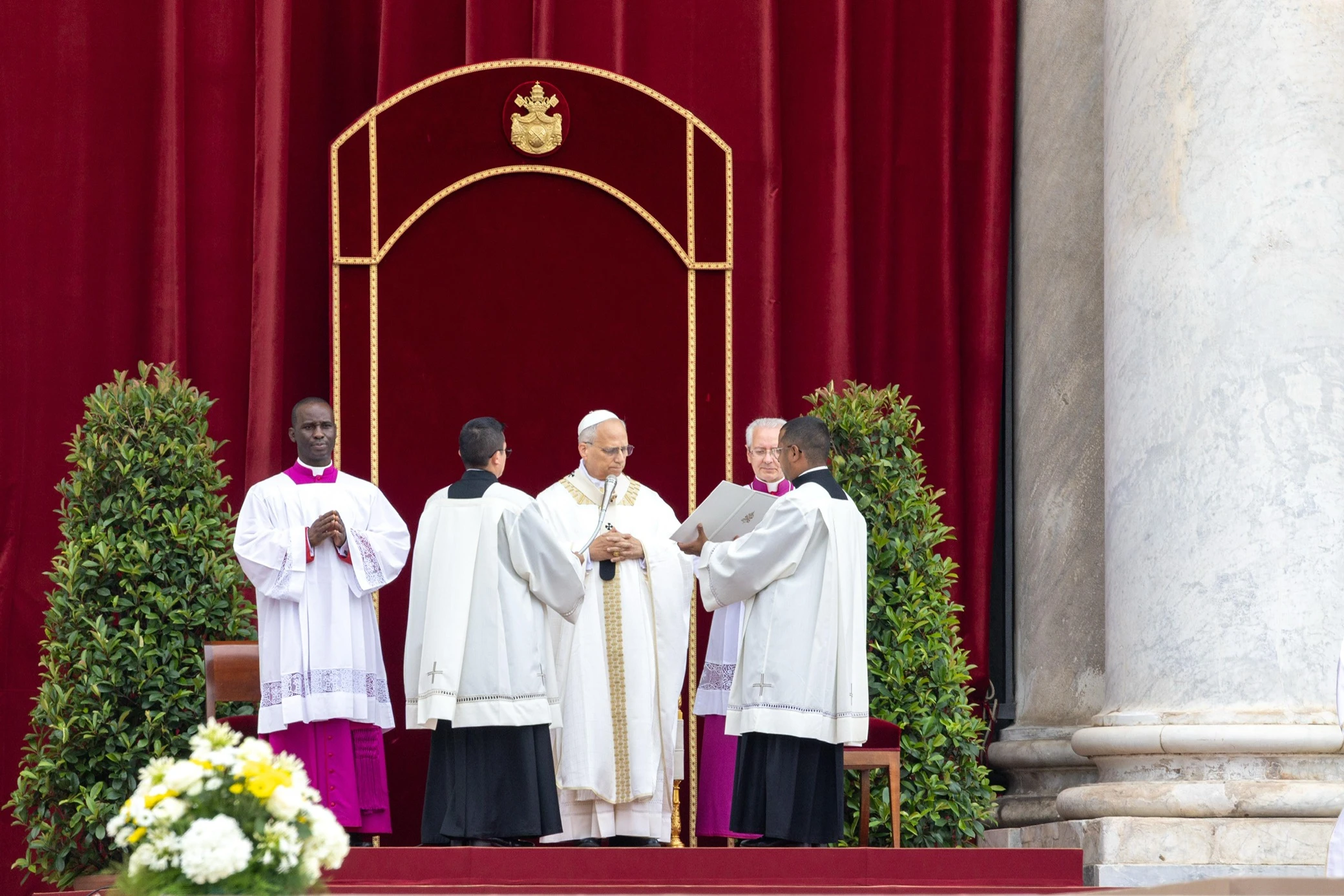 Pope Leo XIV presides over Mass for the feast of Corpus Christi at the Basilica of St. John Lateran in Rome on June 22, 2025. Credit: Daniel Ibañez/EWTN