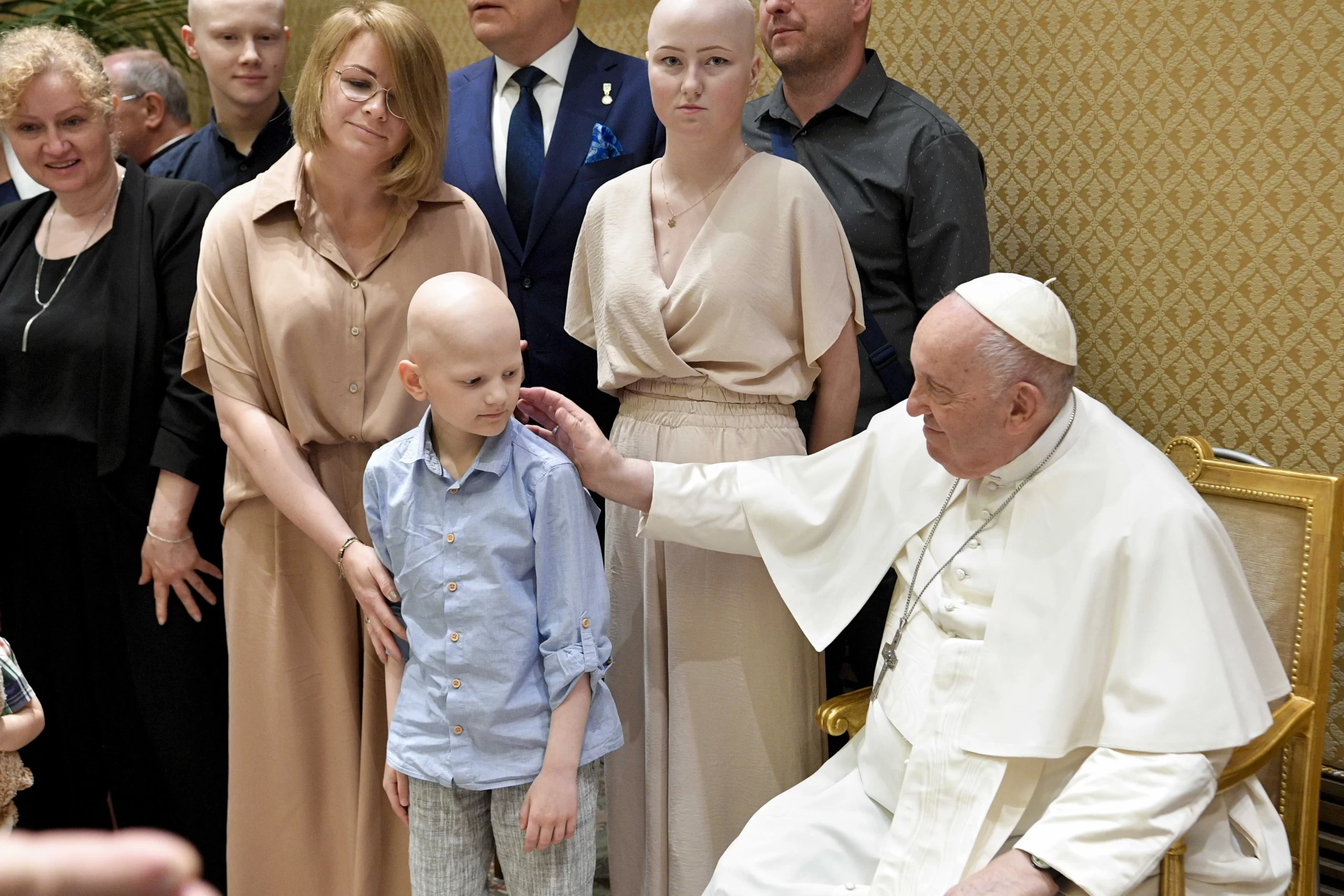 Pope Francis meets with young cancer patients from Poland at the Vatican on May 29, 2023. Credit: Vatican Media