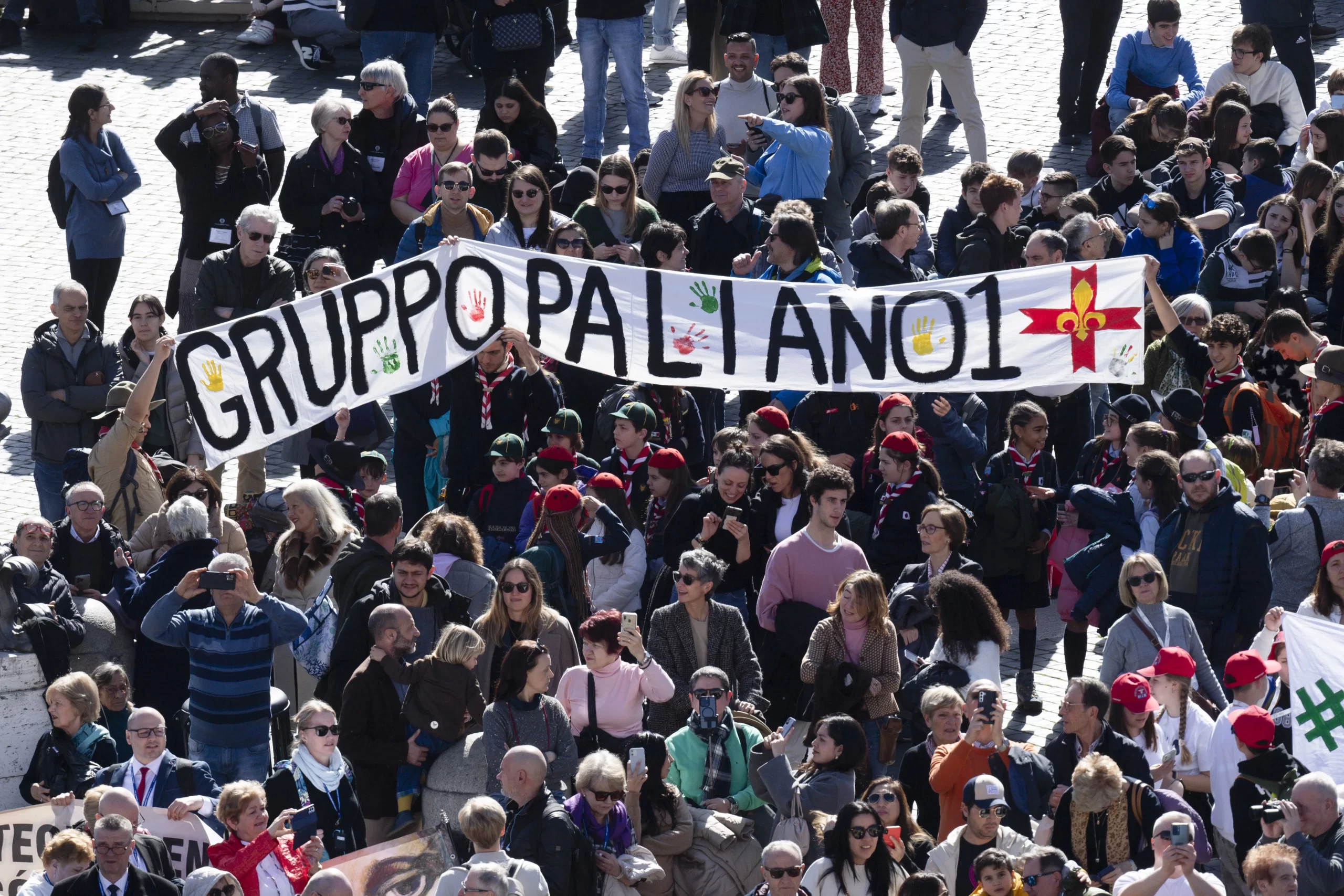 Pilgrims gather in St. Peter's Square at the Vatican for Pope Francis' weekly Angelus address on Feb. 25, 2024. Credit: Vatican Media