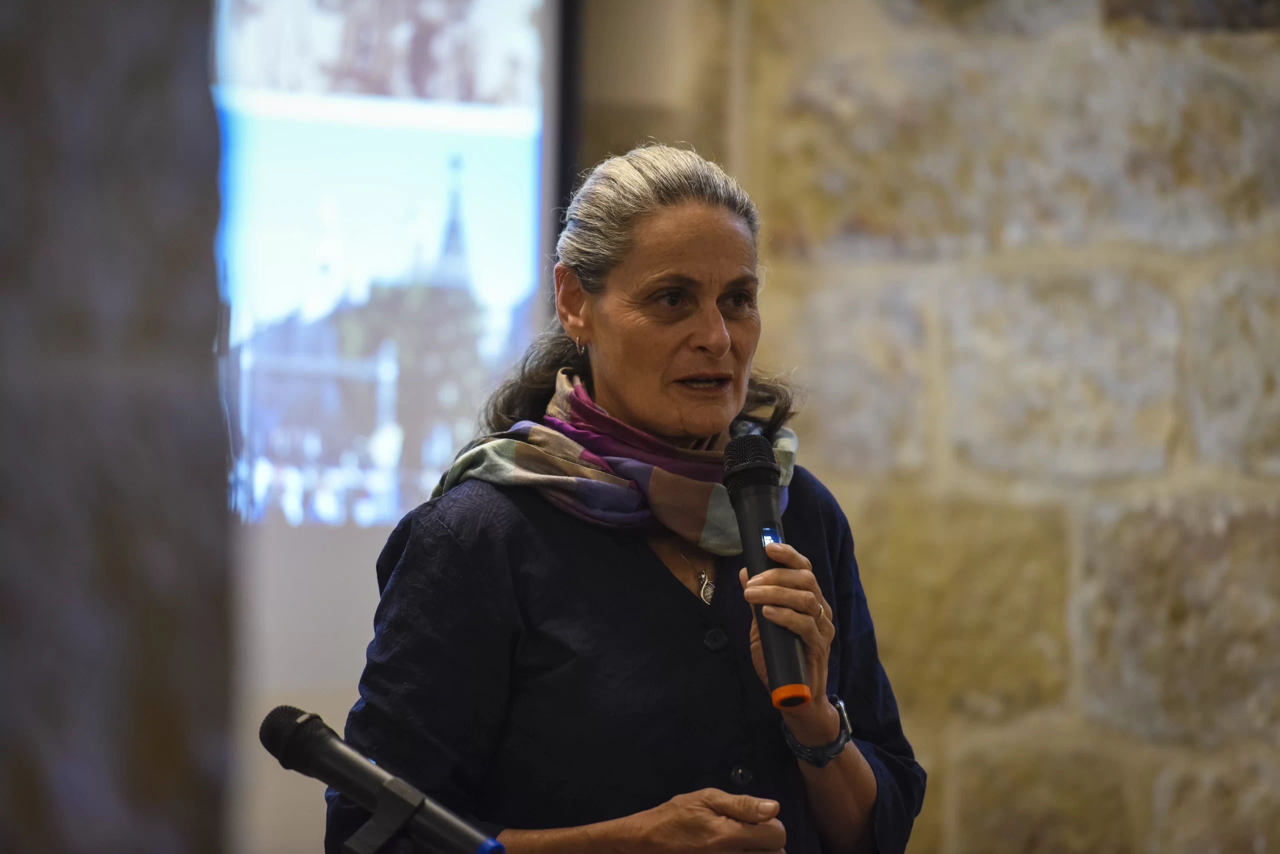 Yisca Harani at a conference in Ein Karem on Dec. 20, 2019, organized by the local Jewish community in collaboration with the Franciscan  convent of St. John. Credit: Nadim Asfour/Courtesy of Custody of the Holy Land