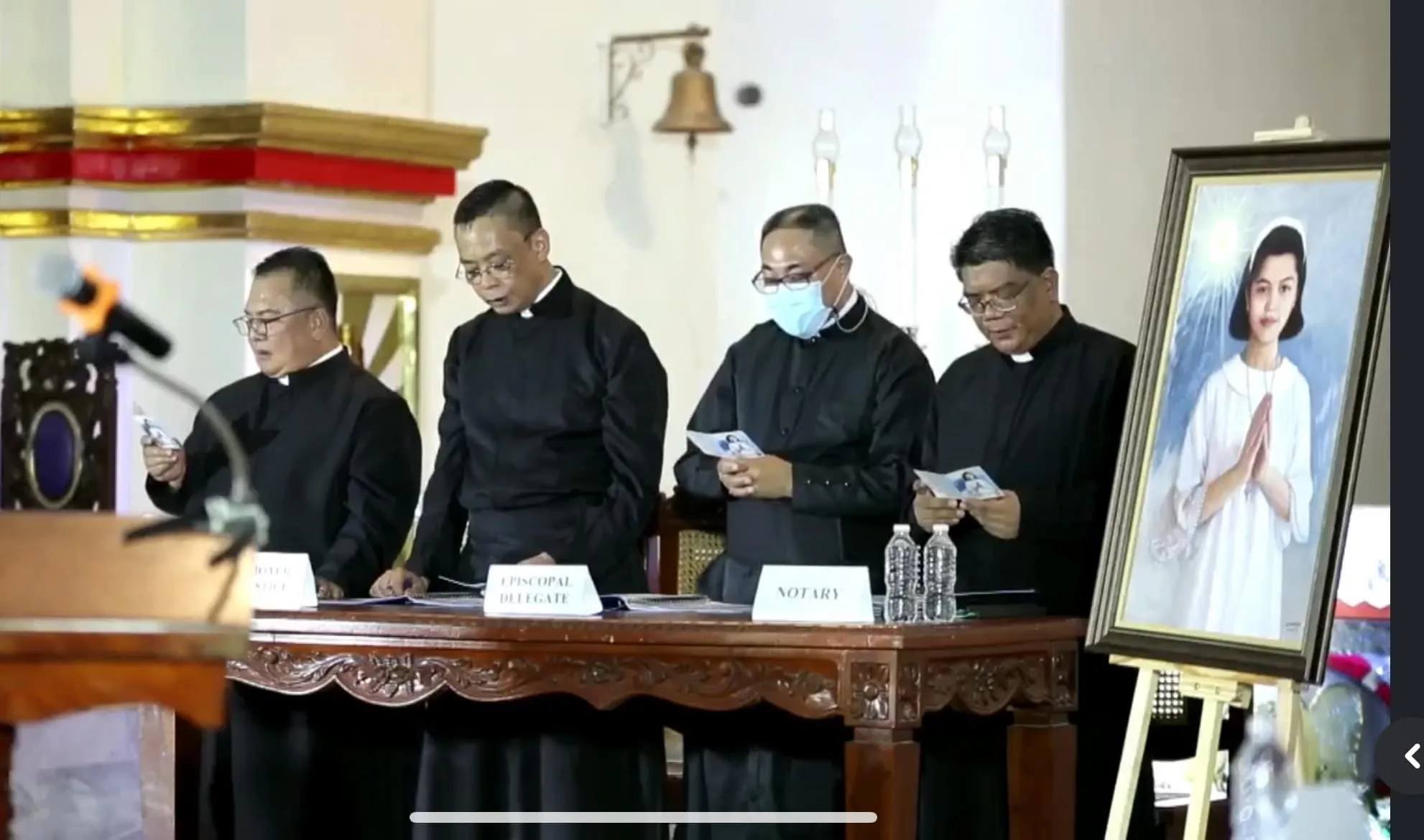 Clergy participate in the opening session of the beatification and canonization process of Servant of God Niña Ruíz-Abad at St. William the Hermit Cathedral in Laoag City, Philippines, on April 7, 2024. Credit: Photo courtesy of the Cenacle of the Most Precious Blood of Jesus