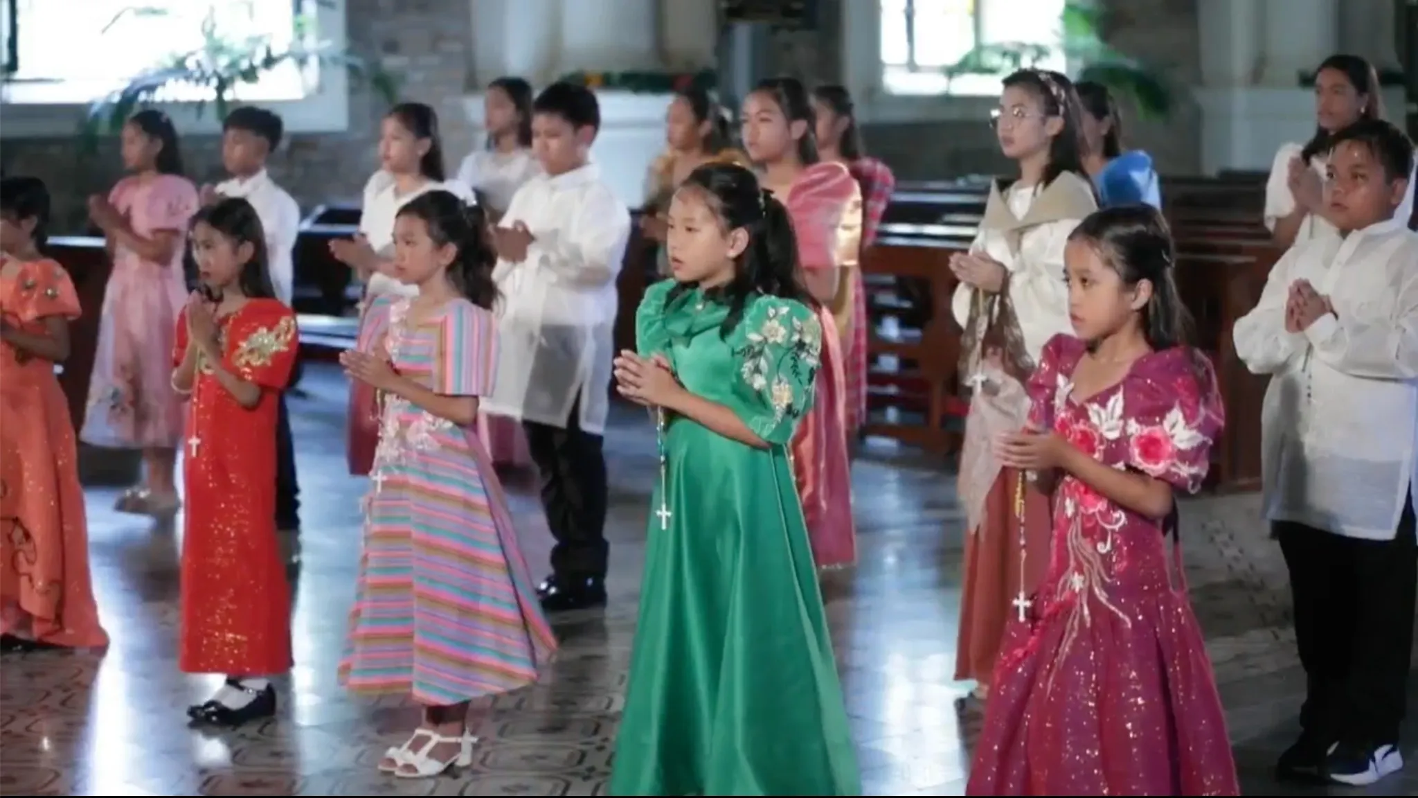 The Divine Mercy Children’s Choir sings the Divine Mercy Chaplet during the opening session of the cause of Servant of God Niña Ruíz-Abad at the Cathedral of St. William the Hermit in Laoag City, Philippines, on April 7, 2024. Credit: Photo courtesy of the Cenacle of the Most Precious Blood of Jesus