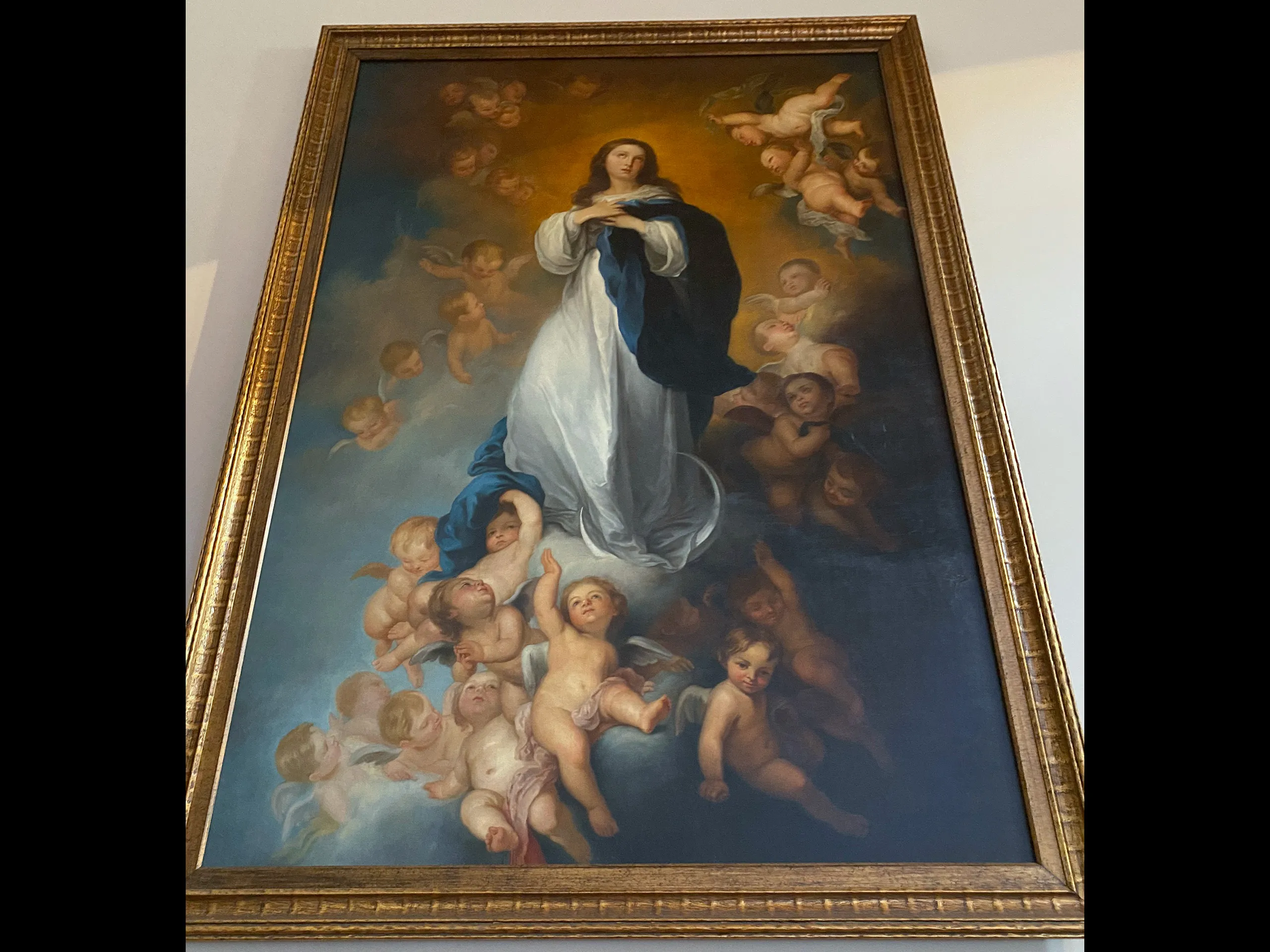 The Orlando basilica’s Marian-themed art on display includes this 17th-century painting of the Assumption of the Blessed Virgin Mary, attributed to Spanish painter Bartolomé Murillo. Credit: KEVIN SCHWEERS | CATHOLIC HERALD