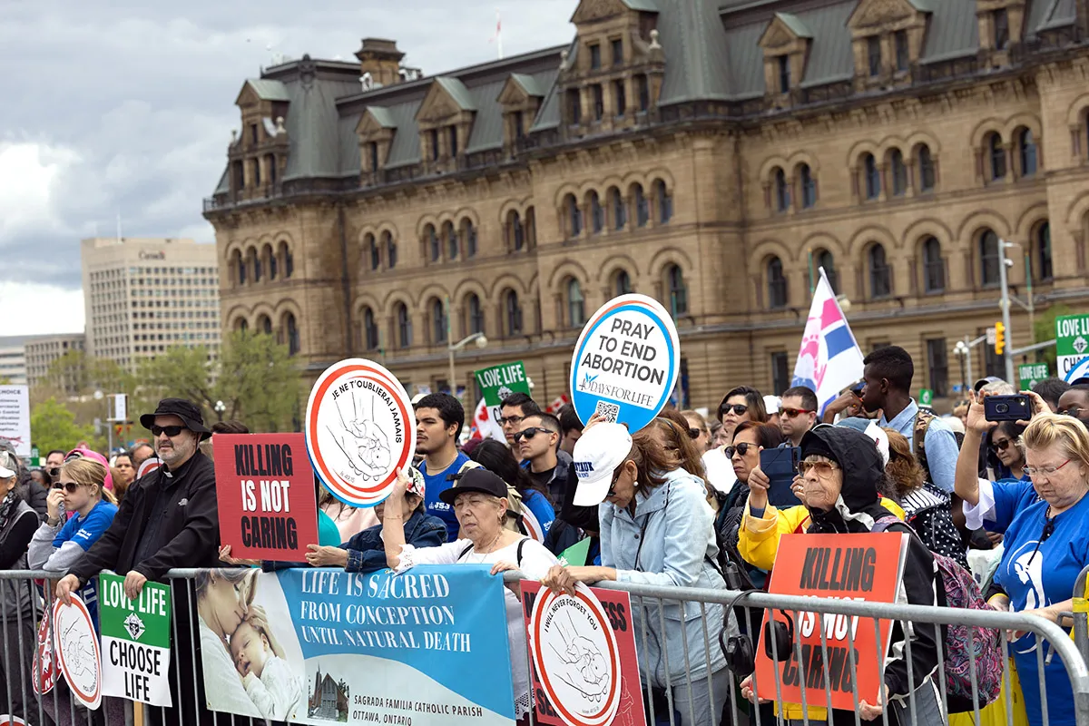 Thousands gather on Parliament Hill in Ottawa, Canada, for the 27th annual National March for Life on May 9, 2024. Credit: Peter Stockland