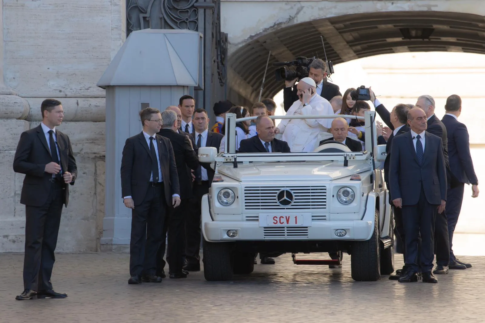 Pope Francis at his Wednesday general audience in St. Peter's Square on March 15, 2023. Daniel Ibanez/CNA