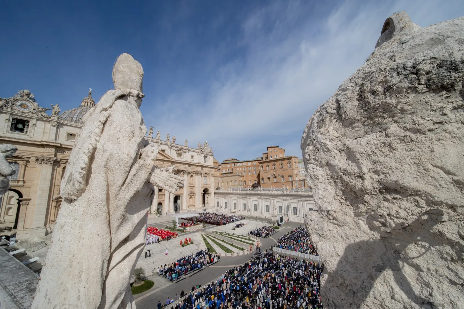 Pope Francis presided over Palm Sunday Mass in St. Peter's Square on April 2, 2023. Daniel Ibanez/CNA