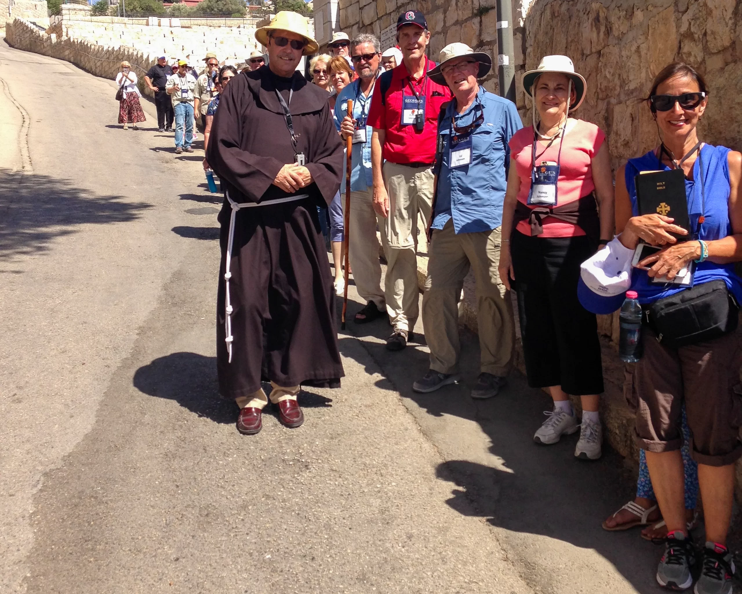 Father Peter Vasko, a Franciscan of the Custody of the Holy Land, with a group of American pilgrims. Credit: Photo courtesy of Father Peter Vasko, OFM