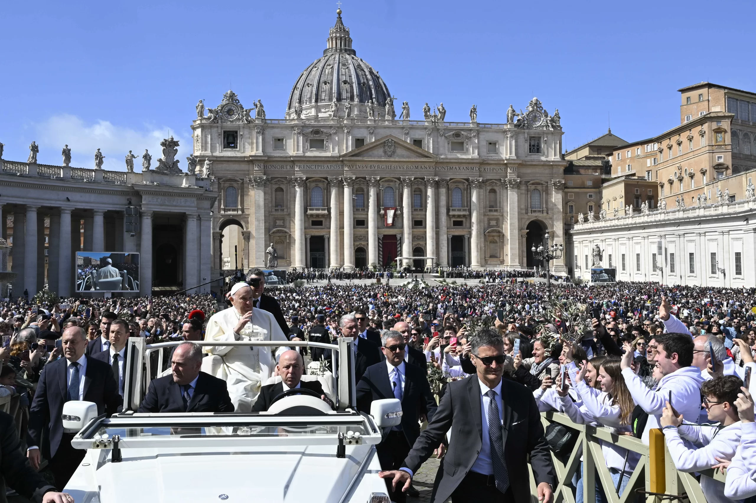 Pope Francis at Palm Sunday Mass in St. Peter's Square on March 24, 2024. Credit: Vatican Media