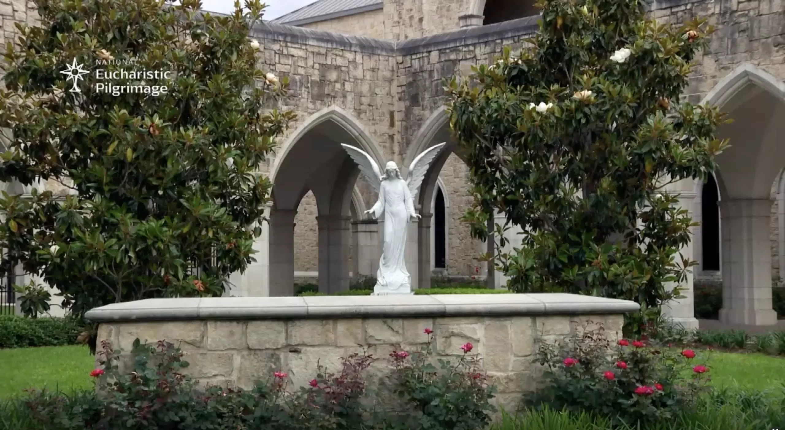 Courtyard of Our Lady of Walsingham in Houston, a parish of the Anglican ordinariate. Credit: Screenshot from EWTN News In Depth