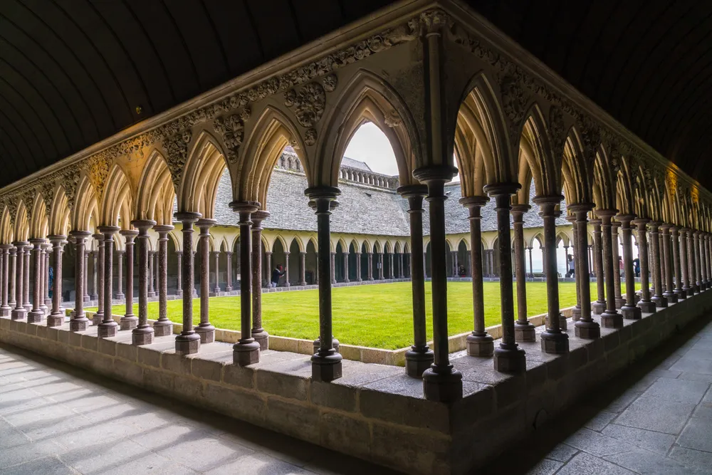 Mont Saint-Michel Abbey Cloister. Credit: Cynthia Liang/Shutterstock