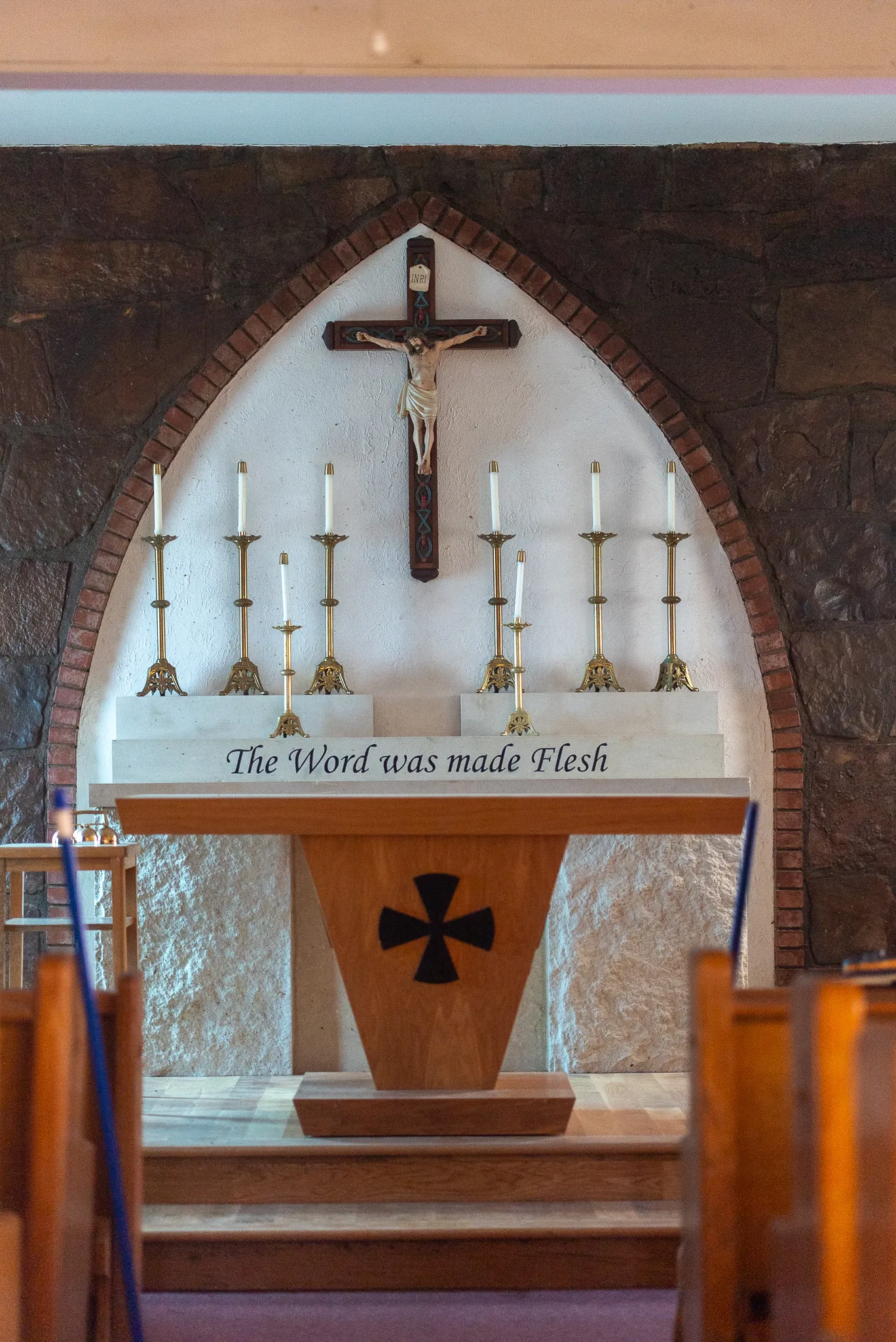 The tabernacle of St. Mary's in Barnsdall, Oklahoma, remained untouched despite widespread damage to the surrounding area after a tornado touched down on May 6, 2024. Credit: Daniel McCay/Eastern Oklahoma Catholic