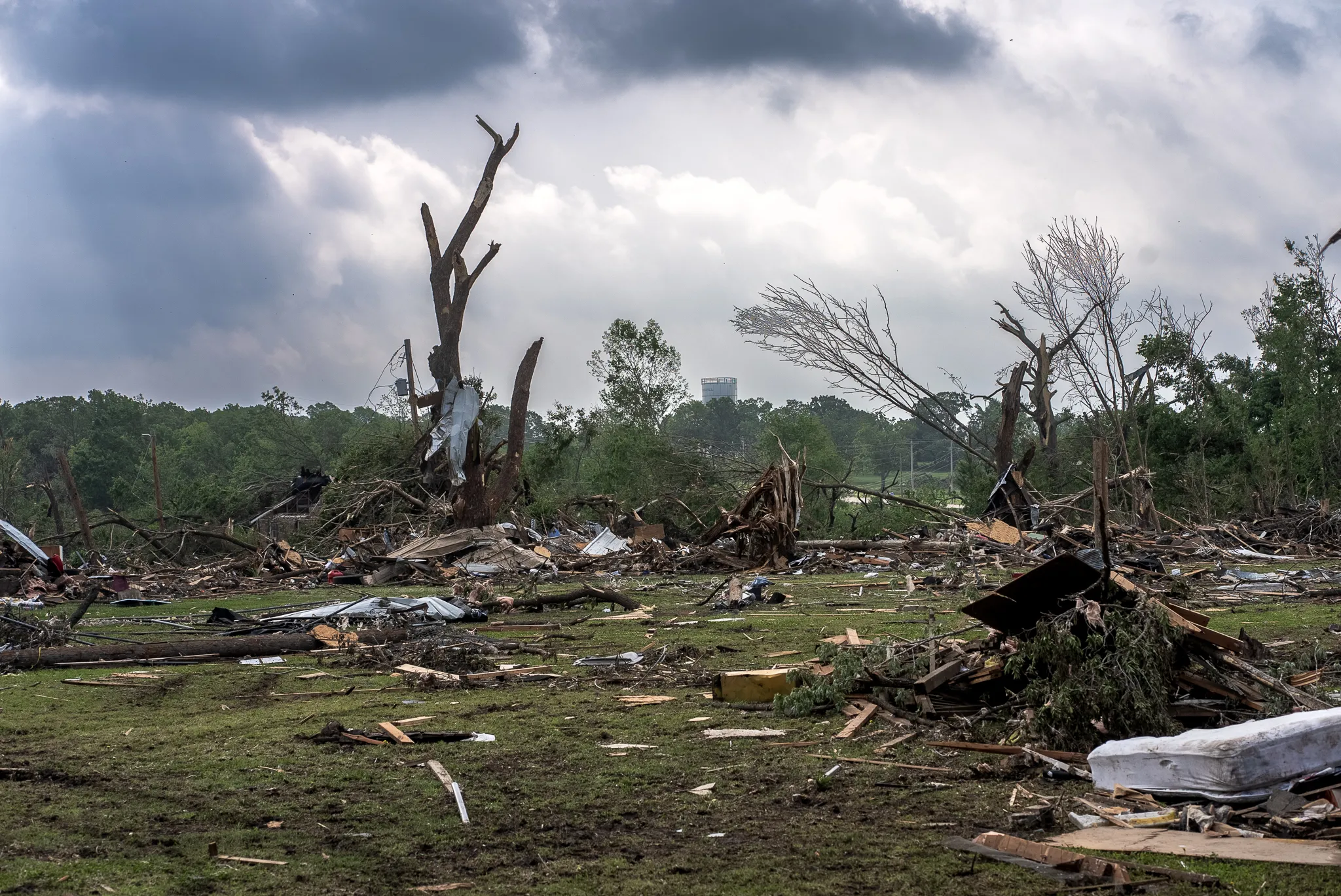 The May 6, 2024, tornado left a path of destruction but spared the Catholic church in the rural Oklahoma town of Barnsdall. Credit: Daniel McCay/Eastern Oklahoma Catholic