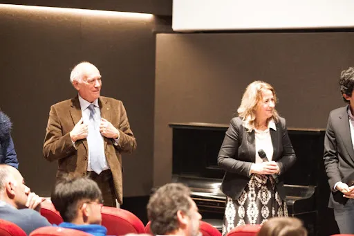 Writer and director Daniela Gurrieri (right) at the Italian premiere of “To the Top” at Farnese Cinema on March 18, 2023. Credit: Adi Zace/CNA