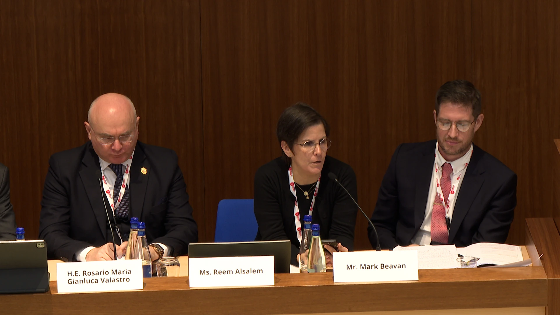 Reem Alsalem, U.N. special rapporteur on violence against women and girls, speaks about how human trafficking and pornography are often interconnected at the anthropology institute of the Pontifical Gregorian University's international conference in Rome on human trafficking on Dec. 11, 2025. Credit: Screenshot from EWTN TV video footage